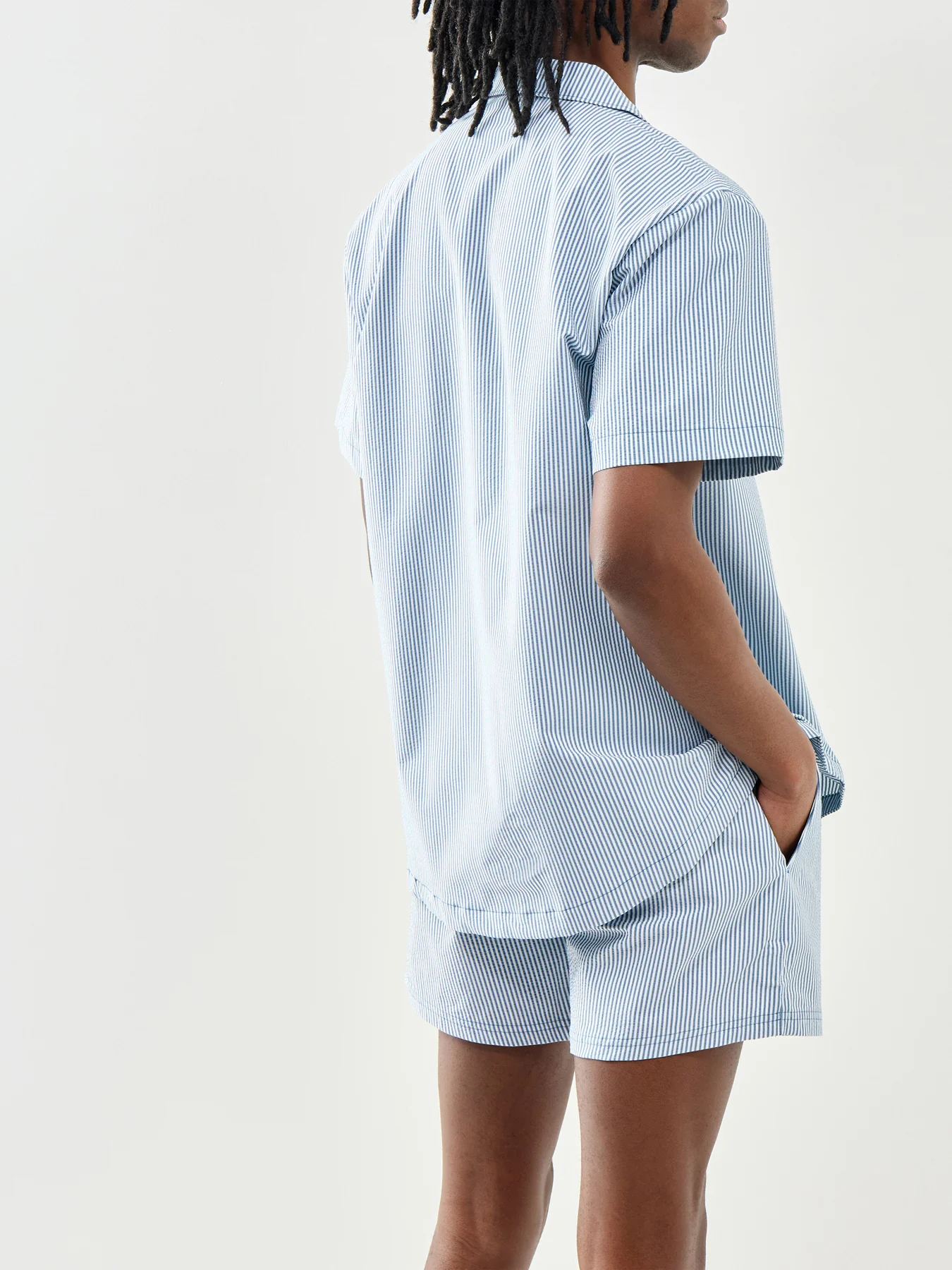 Seersucker Stripe Shirt Blue - Image 3
