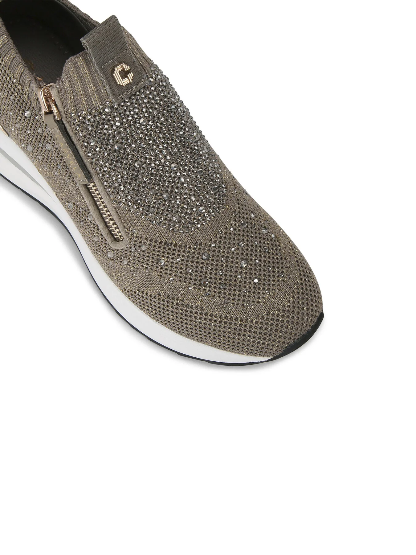 High Rise Zip Knit Trainers Bronze - Image 4