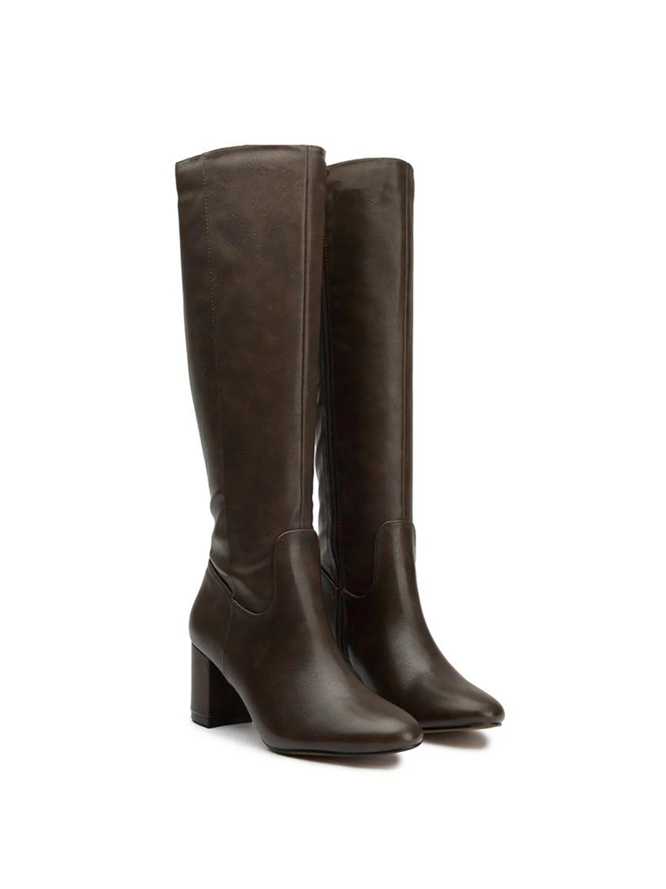 Vegan Avocado Knee High Boots Brown - Image 3