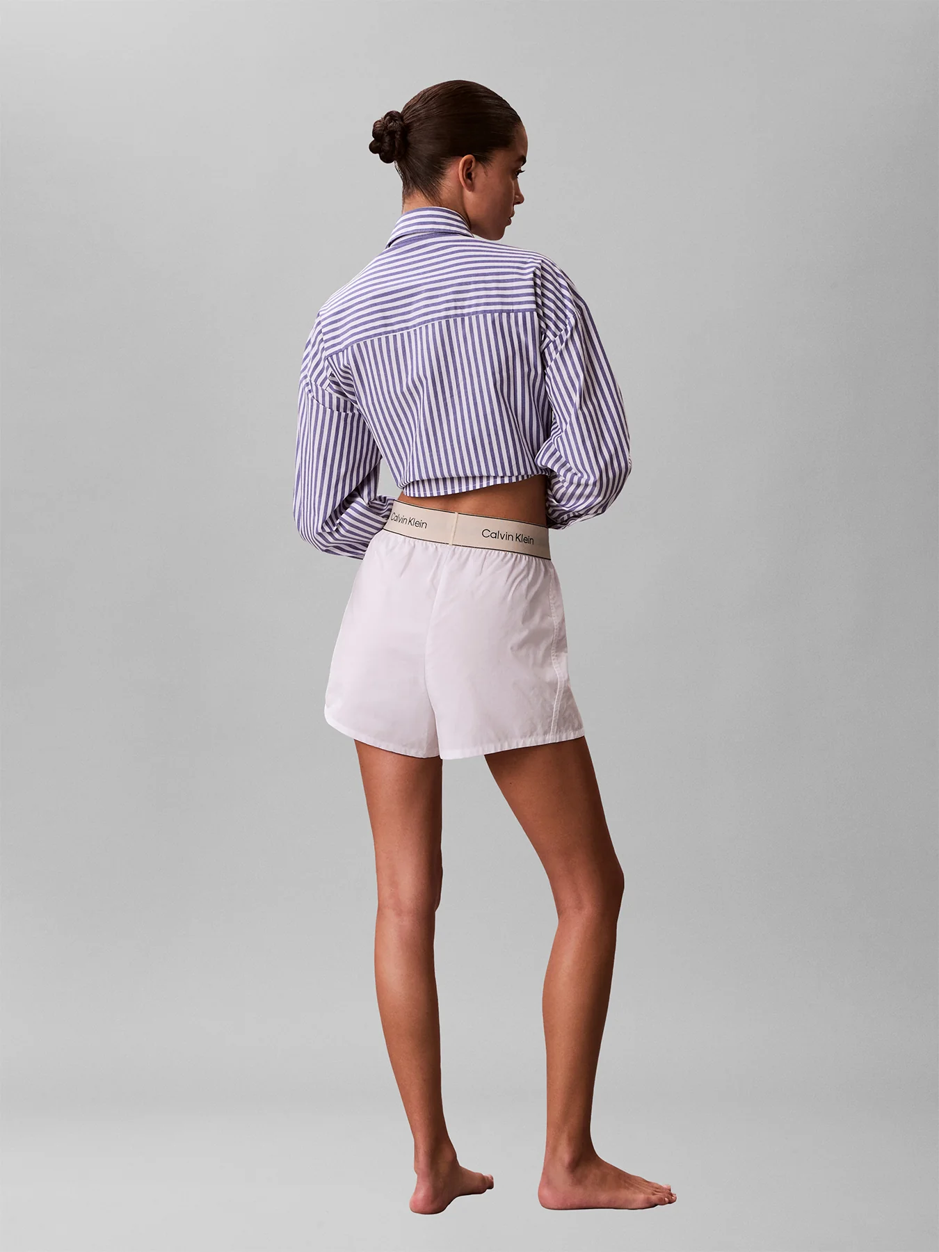 Cotton Poplin Logo Pyjama Shorts White - Image 3