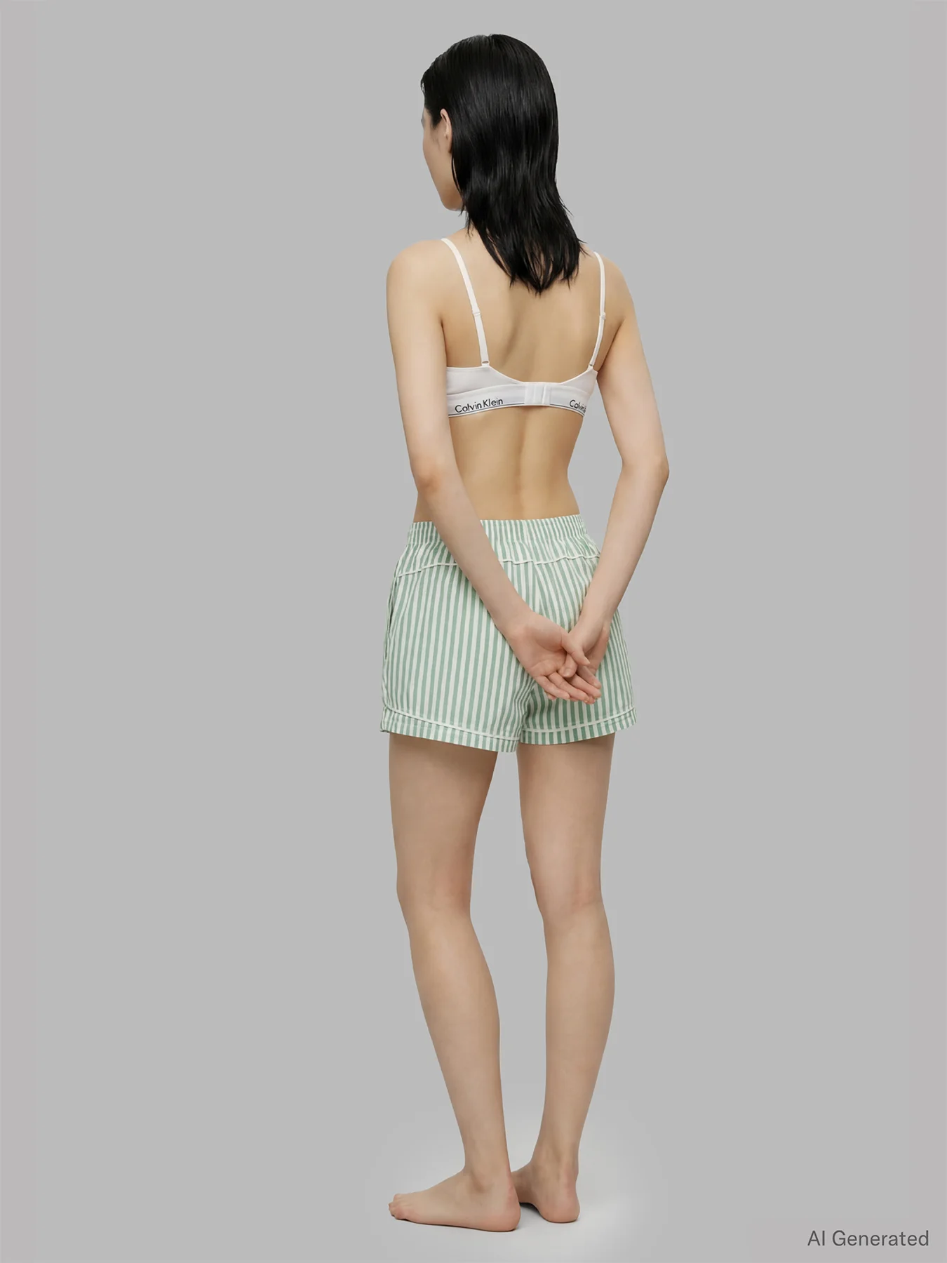 Cotton Poplin Pyjama Shorts Stripe - Image 3