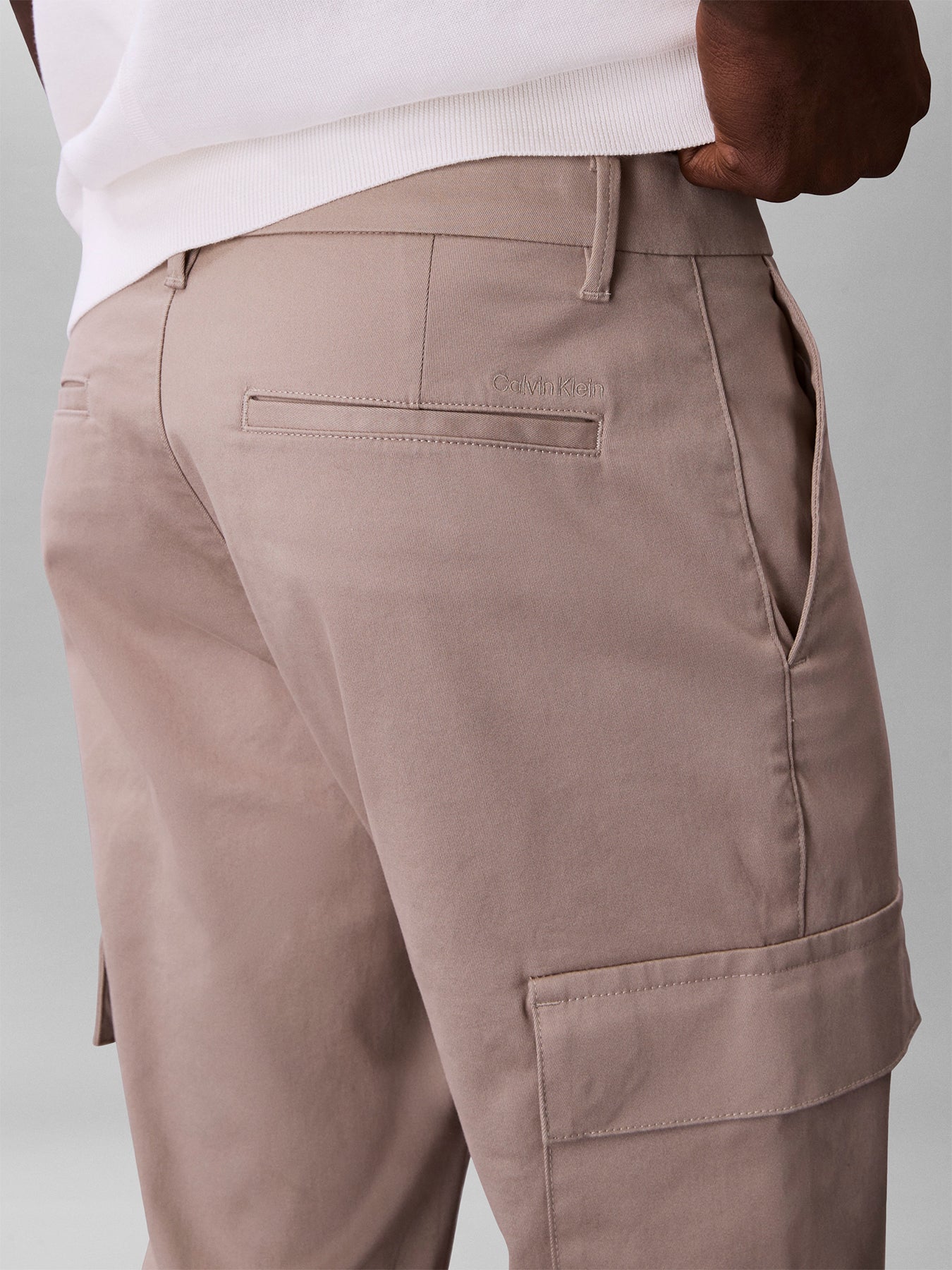 Slim Stretch Cotton Cargo Trousers - Image 3