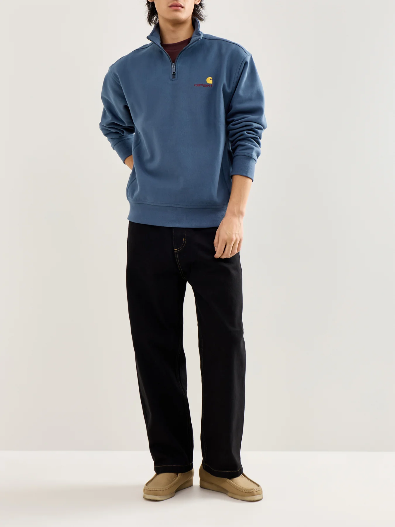 American Script Half Zip Sweatshirt Blue - Image 2