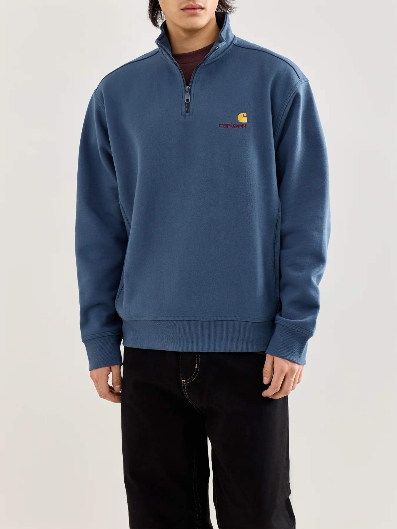 American Script Half Zip Sweatshirt Blue - Image 4