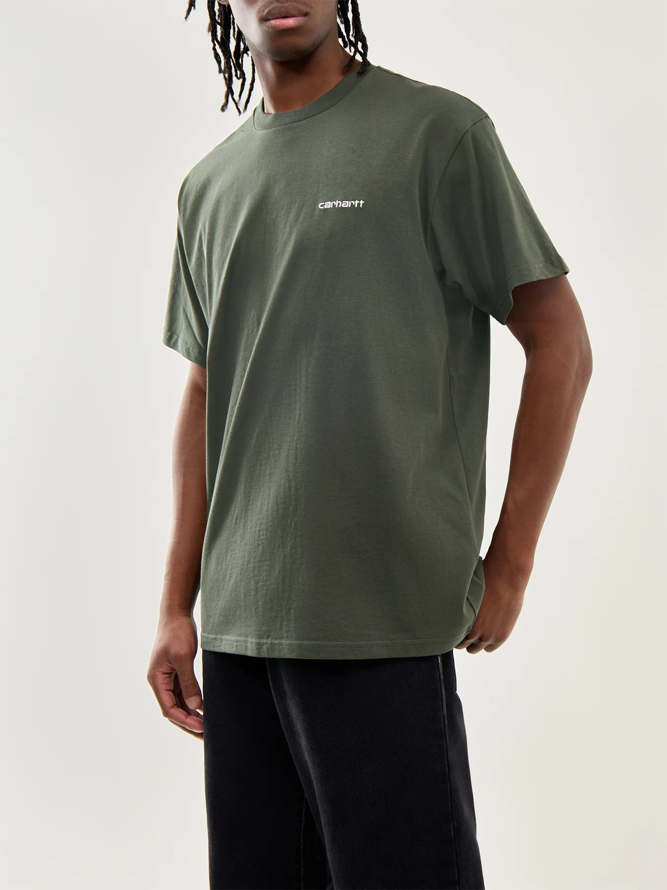 Shot Sleeve Script Embroidery T-Shirt Opuntia White - Image 4