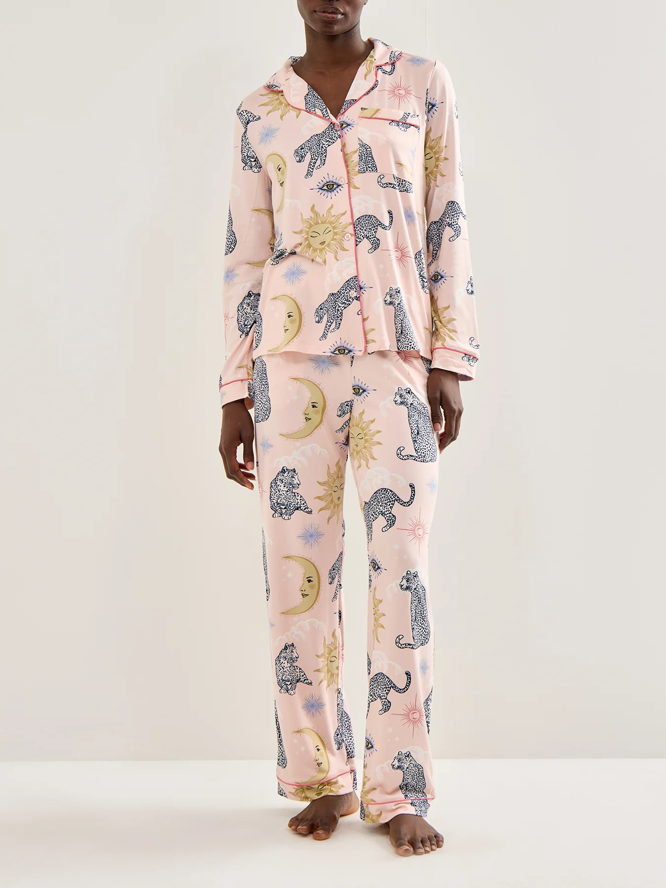 Celestial Leopard Pyjama Set Pink - Image 2