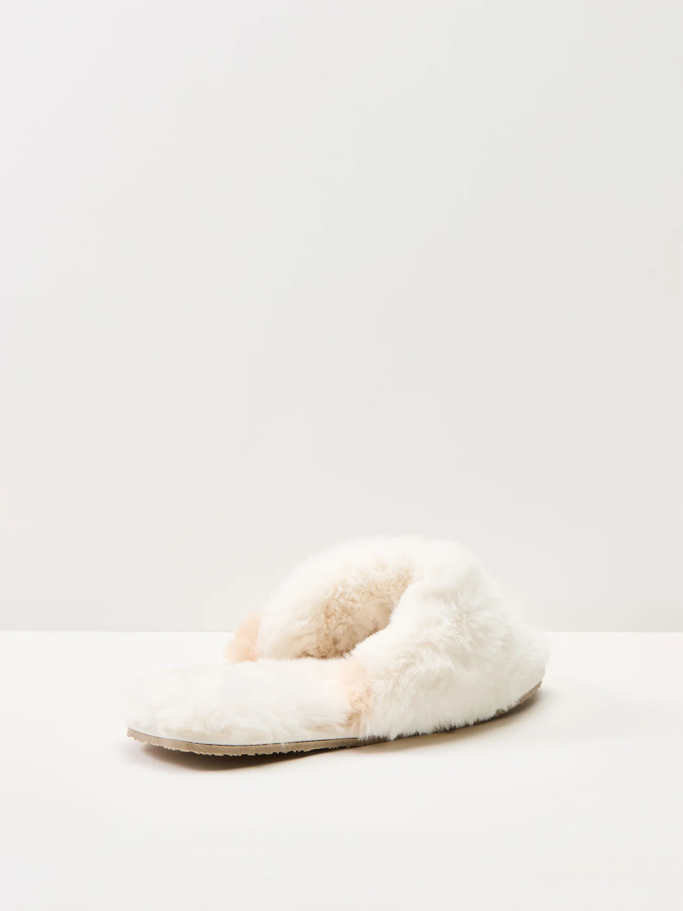 Faux Fur Slippers Beige - Image 2