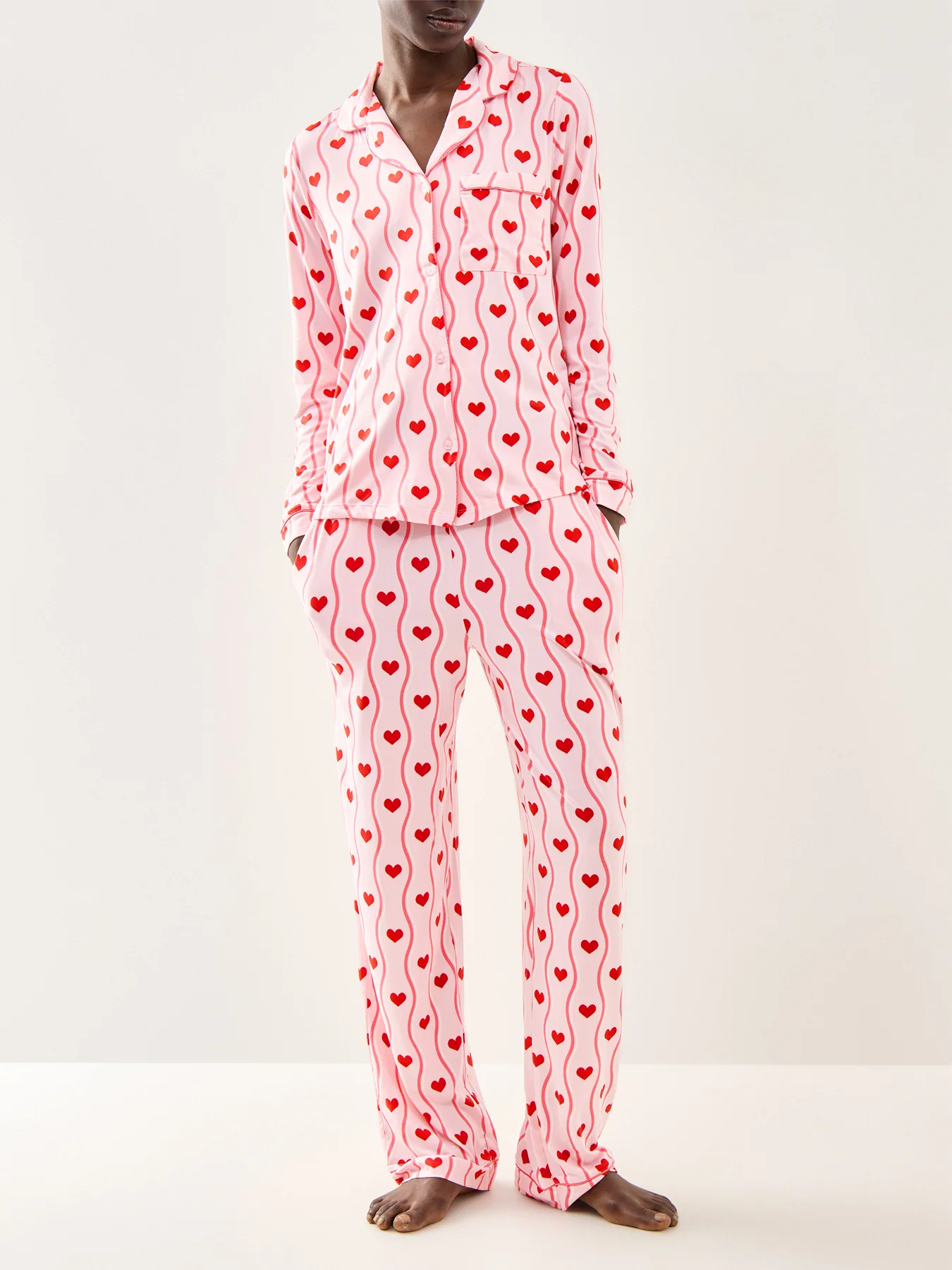 Heart Wave Long PJ Set Pink - Image 2