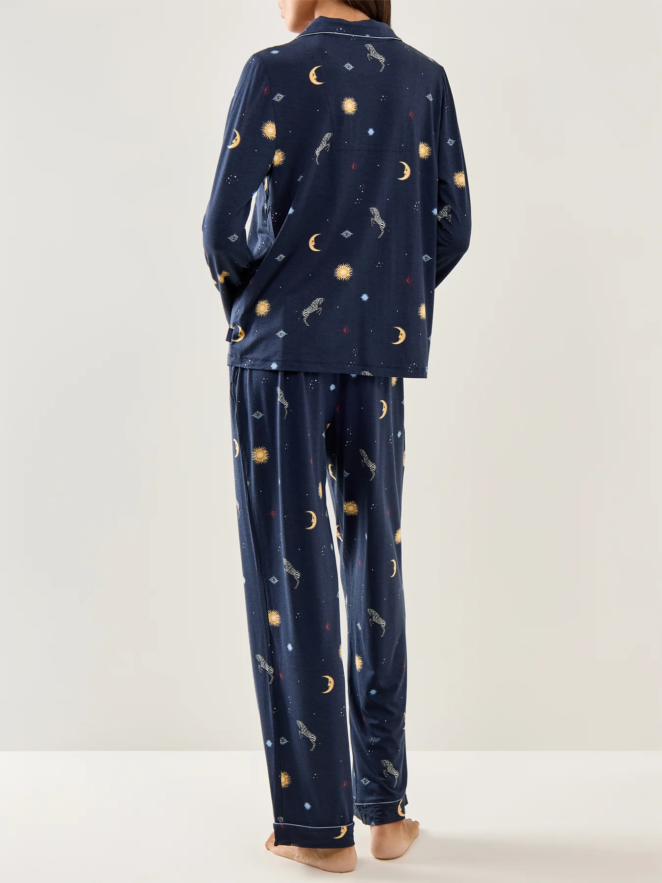 Celestial Zebra Long Pyjama Set Navy - Image 4