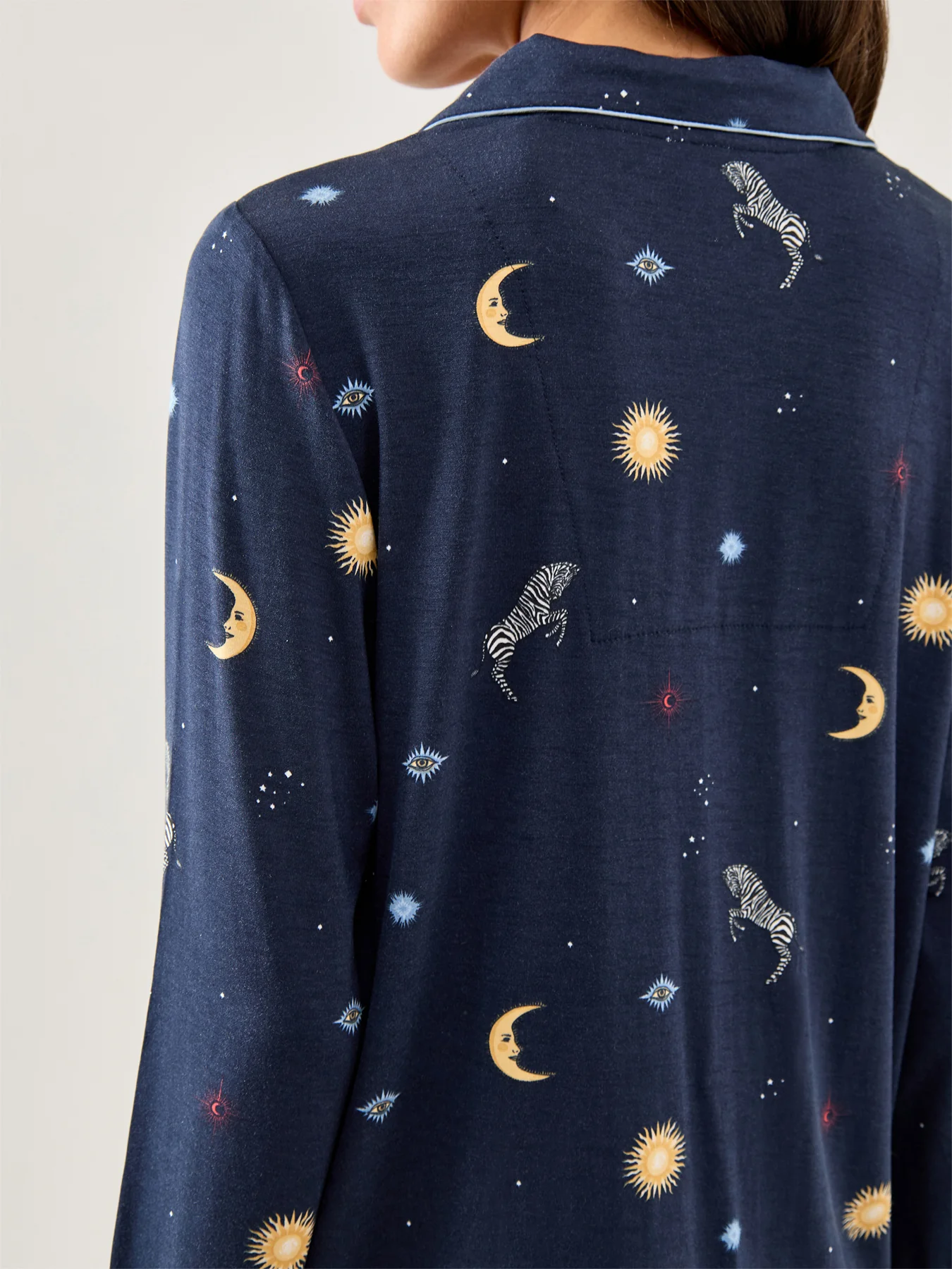 Celestial Zebra Long Pyjama Set Navy - Image 5