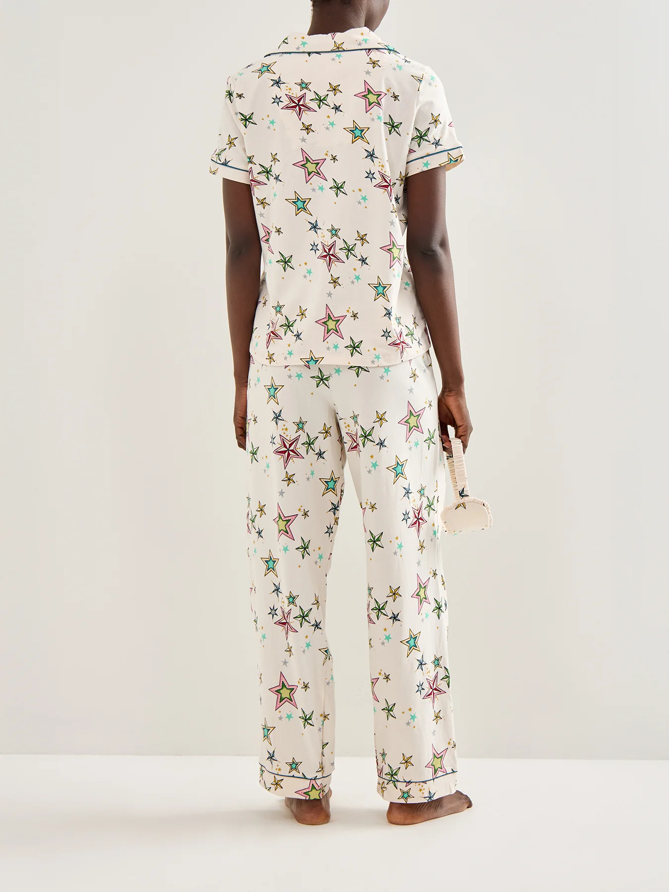 Colourful Long Pyjama Set Cream - Image 3