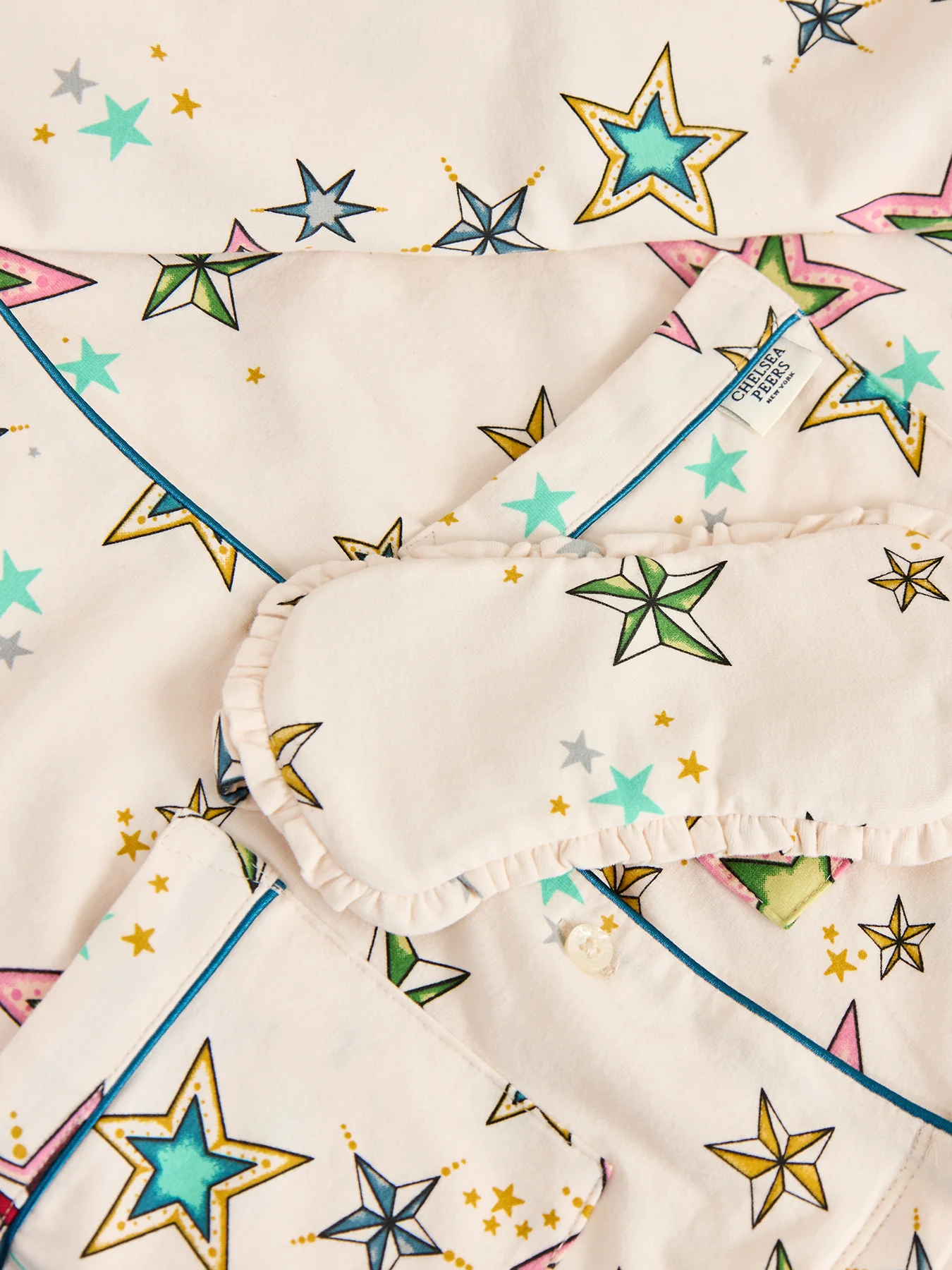 Colourful Long Pyjama Set Cream - Image 4
