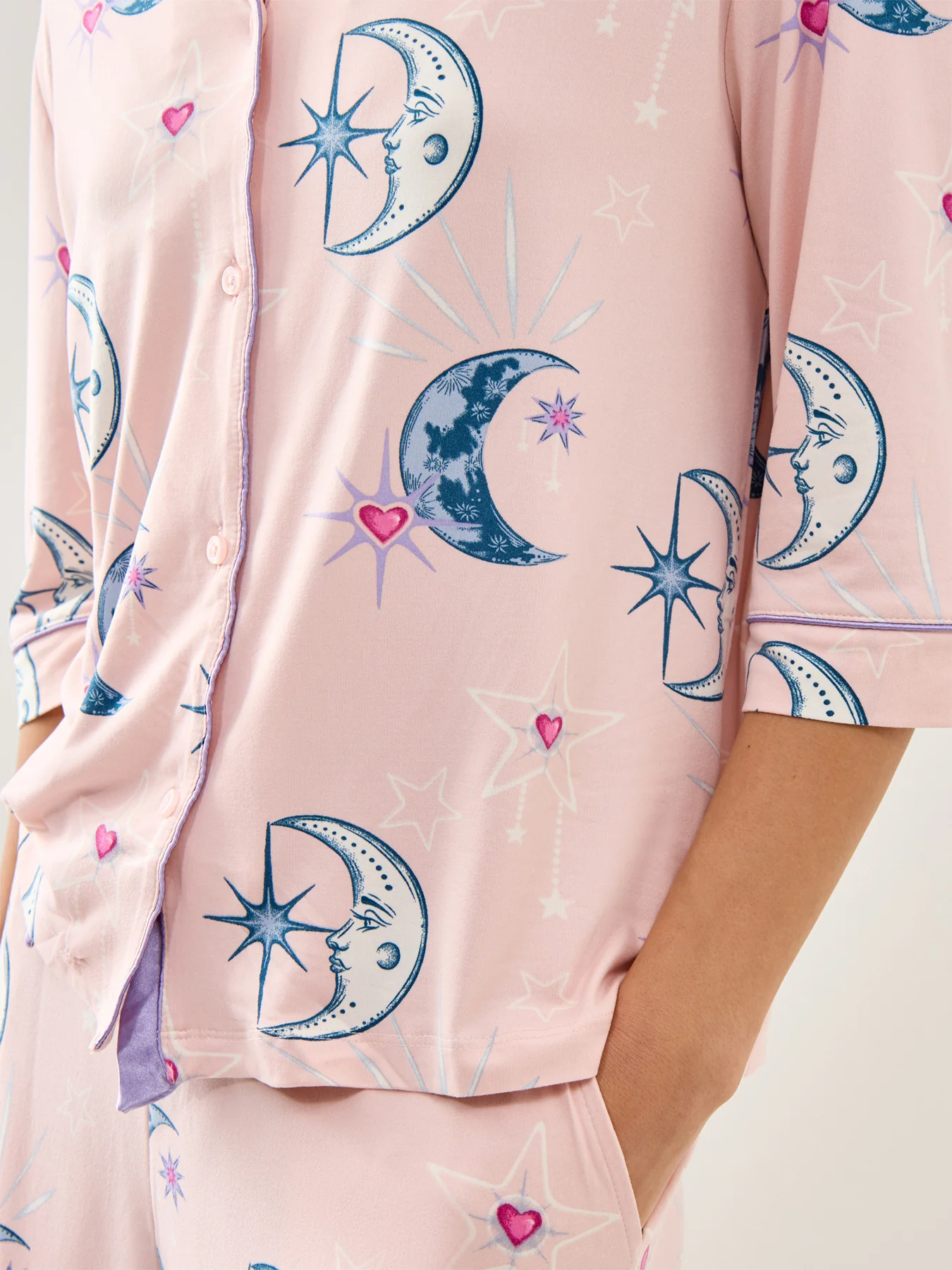 Night Sky Short Pyjama Set Pink - Image 4
