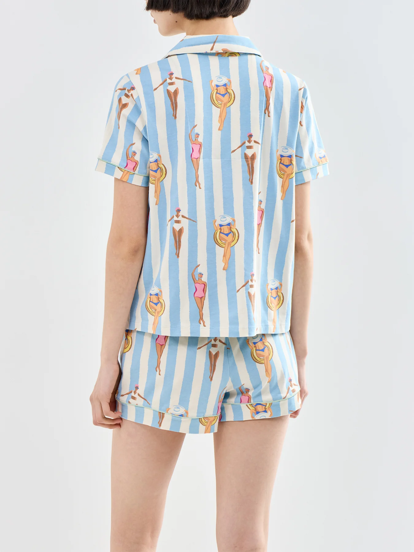 Stripe Pyjama Short Set Blue - Image 3