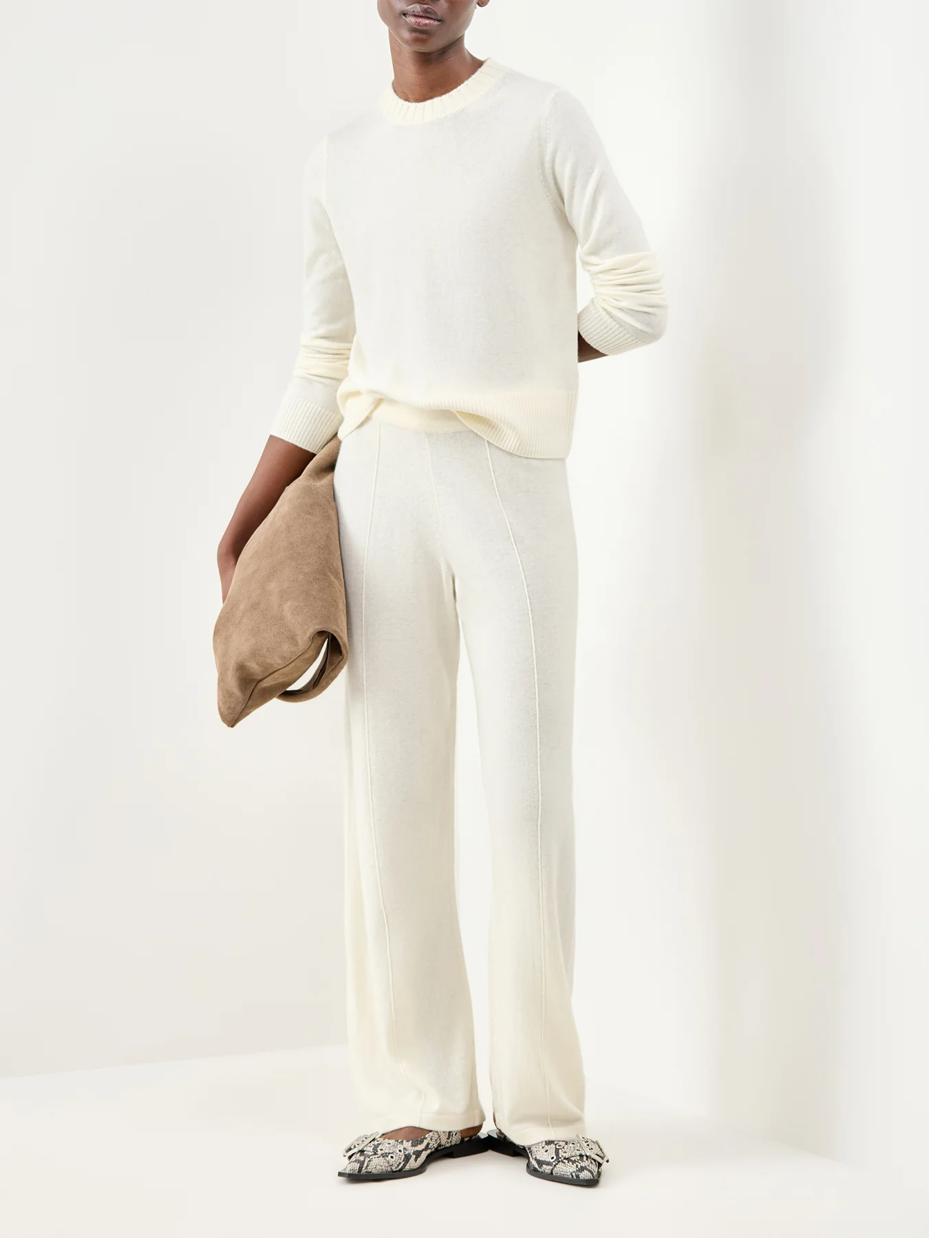 Wide Leg Track Trousers Cream - Image 2