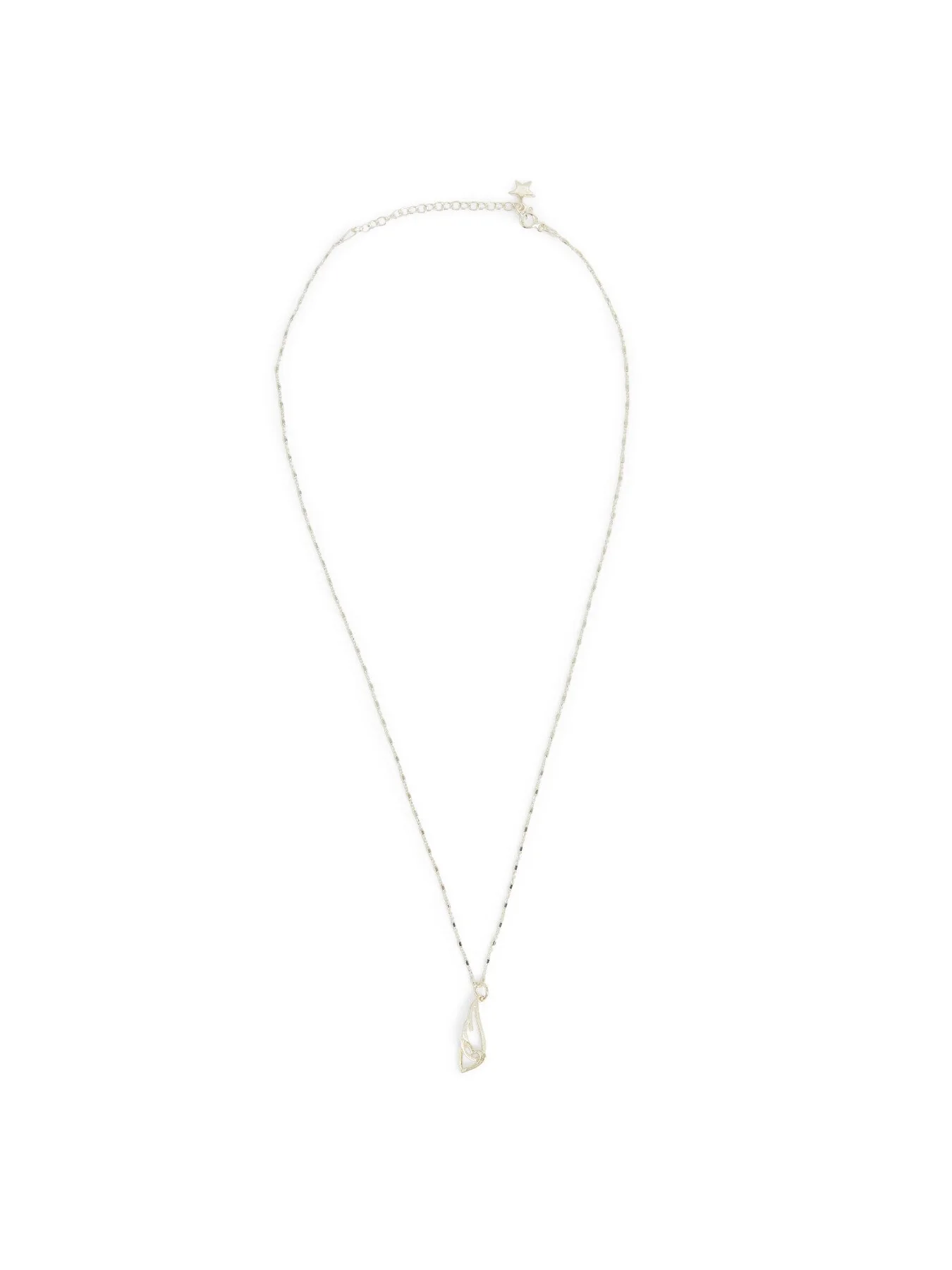 Delicate Cube Interlocking Heart And Angel Wing Necklace