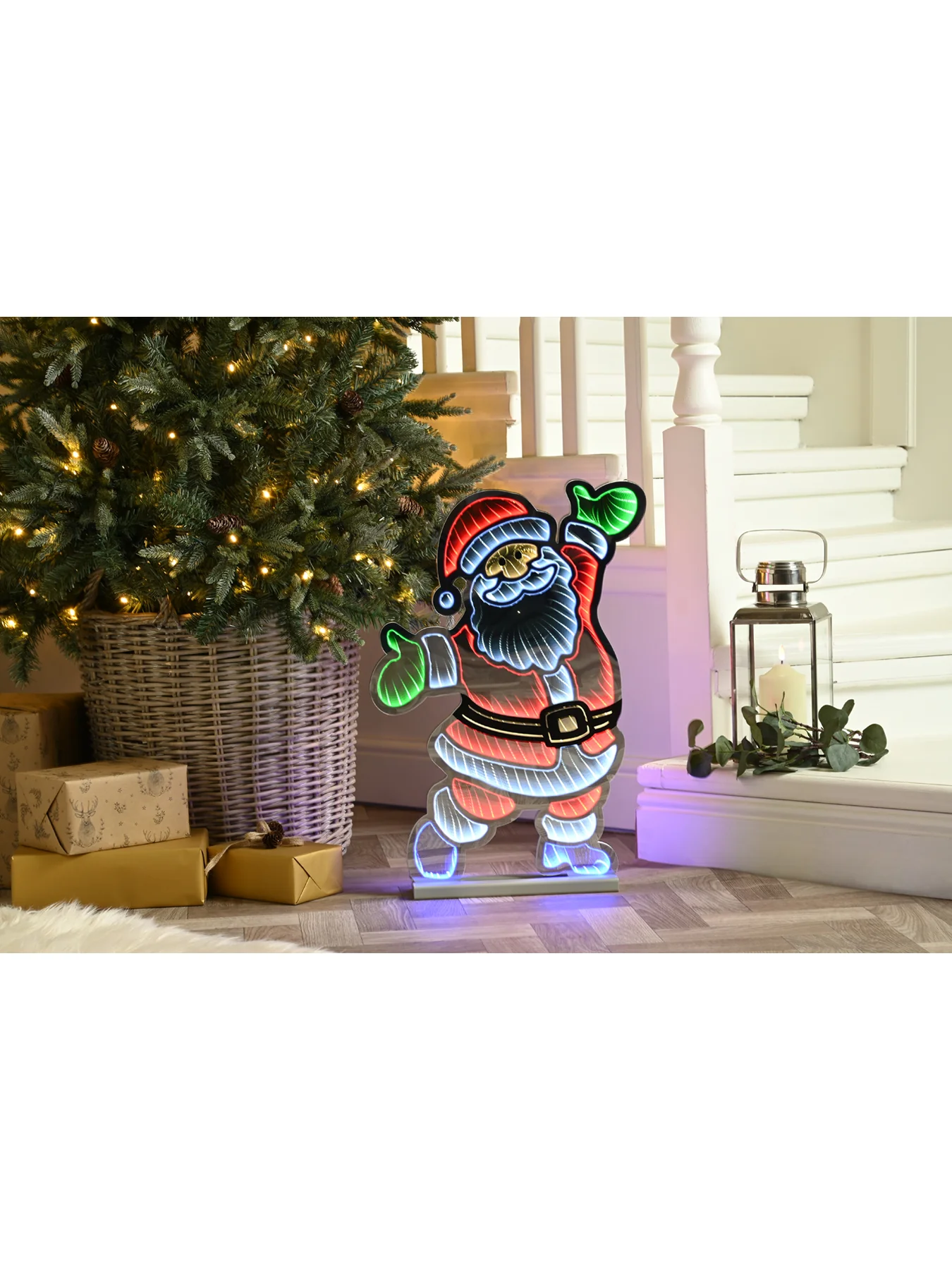 Santa LED Sign on Wooden Base 60cm - Image 2