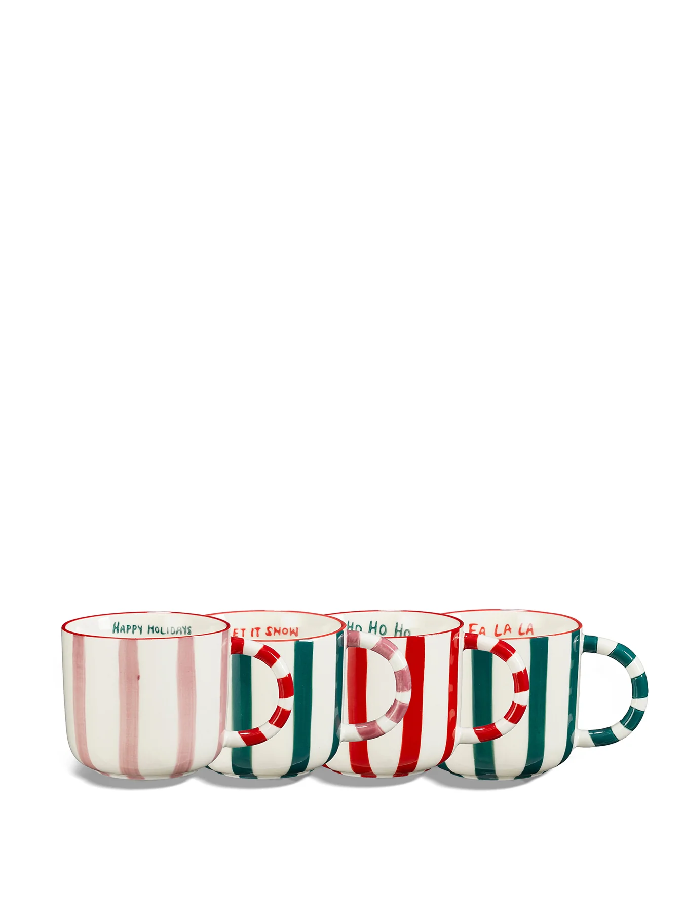 4 Piece Set of Christmas Porcelain Mugs