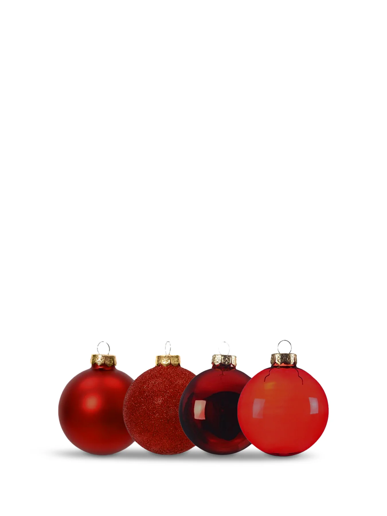 Oxblood Red Glitter Glass Baubles Pack of 42