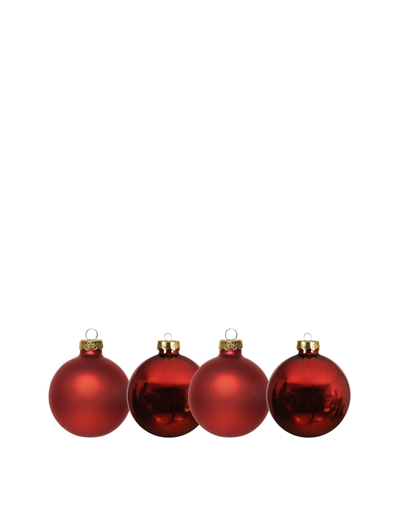 Red Glass Mixed Finish Christmas Hanging Baubles