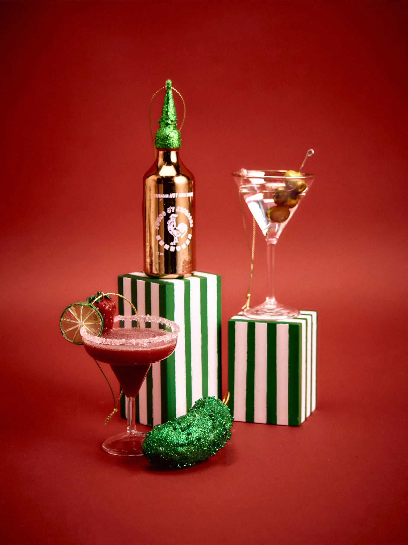 Glass Strawberry Daiquiri Christmas Tree Hanging Decoration - Image 2