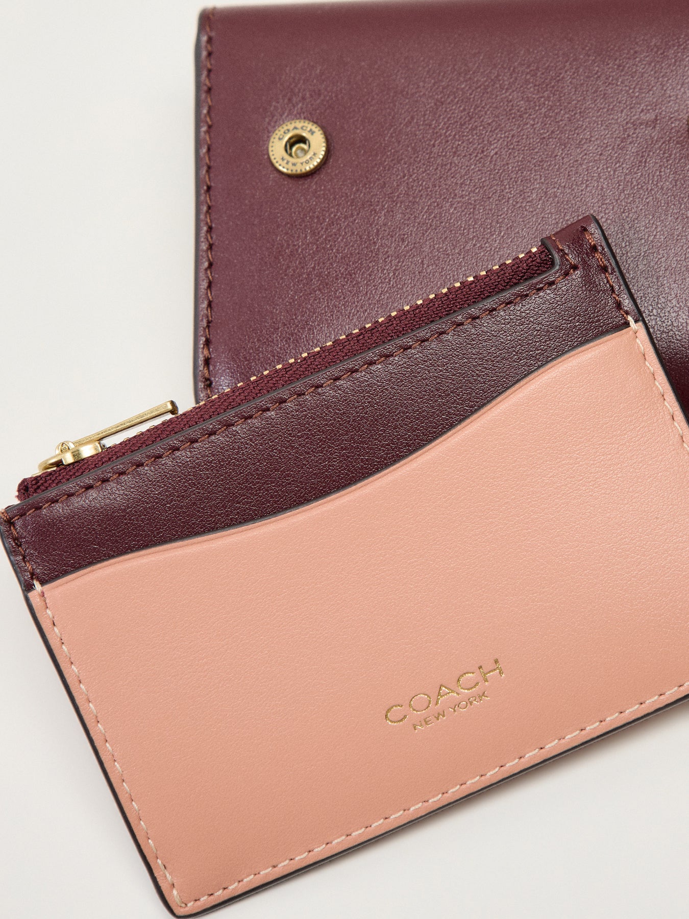 Colorblock Leather Essential Card Holder Wallet Merlot Multi - Image 3