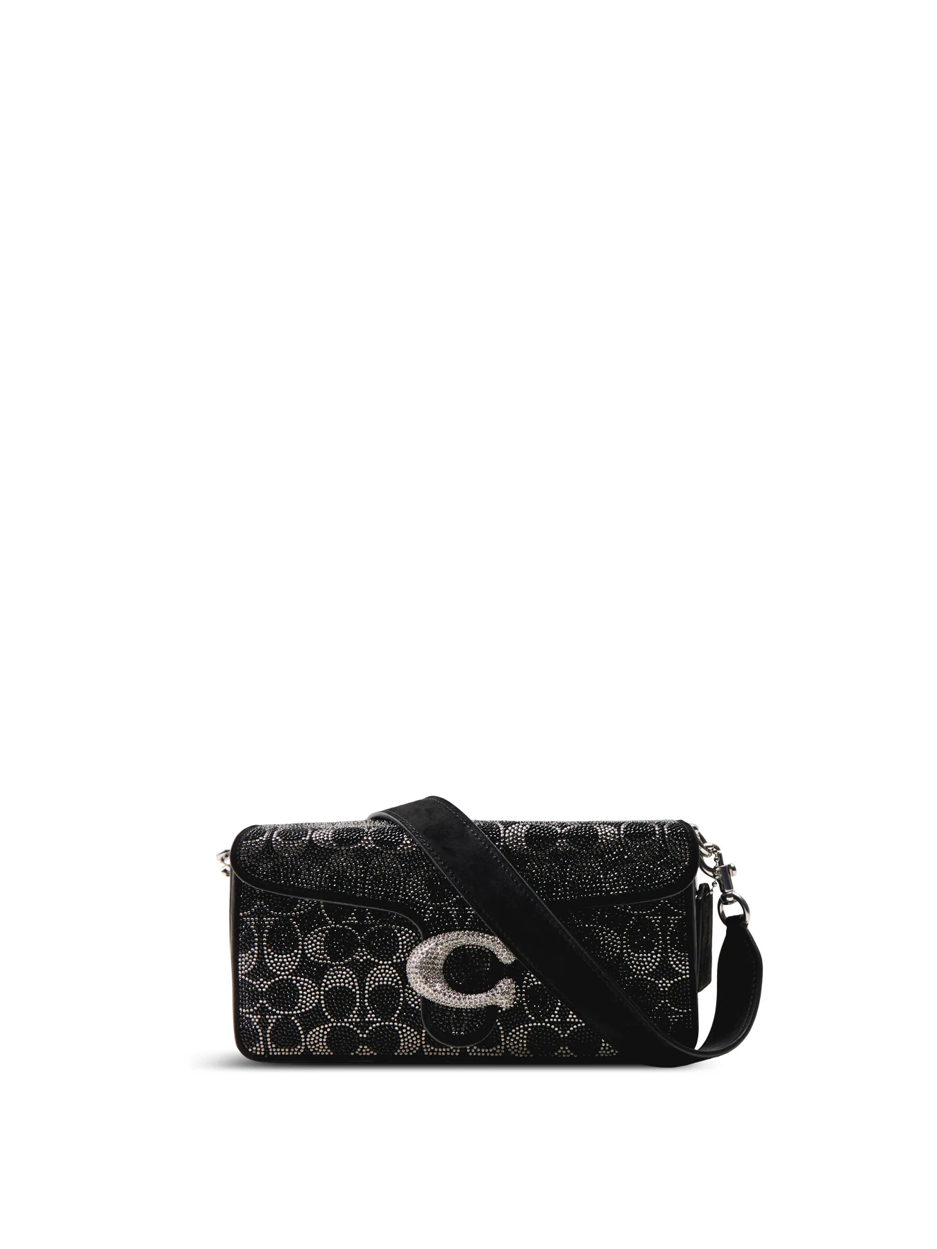 Crystal Suede Shoulder Bag Black