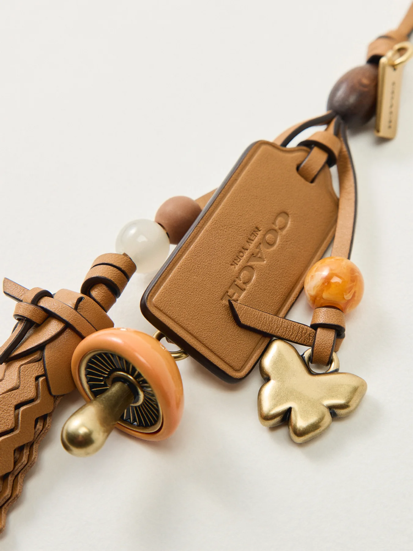 Mushroom Heritage Leather Bag Charm Brown - Image 3