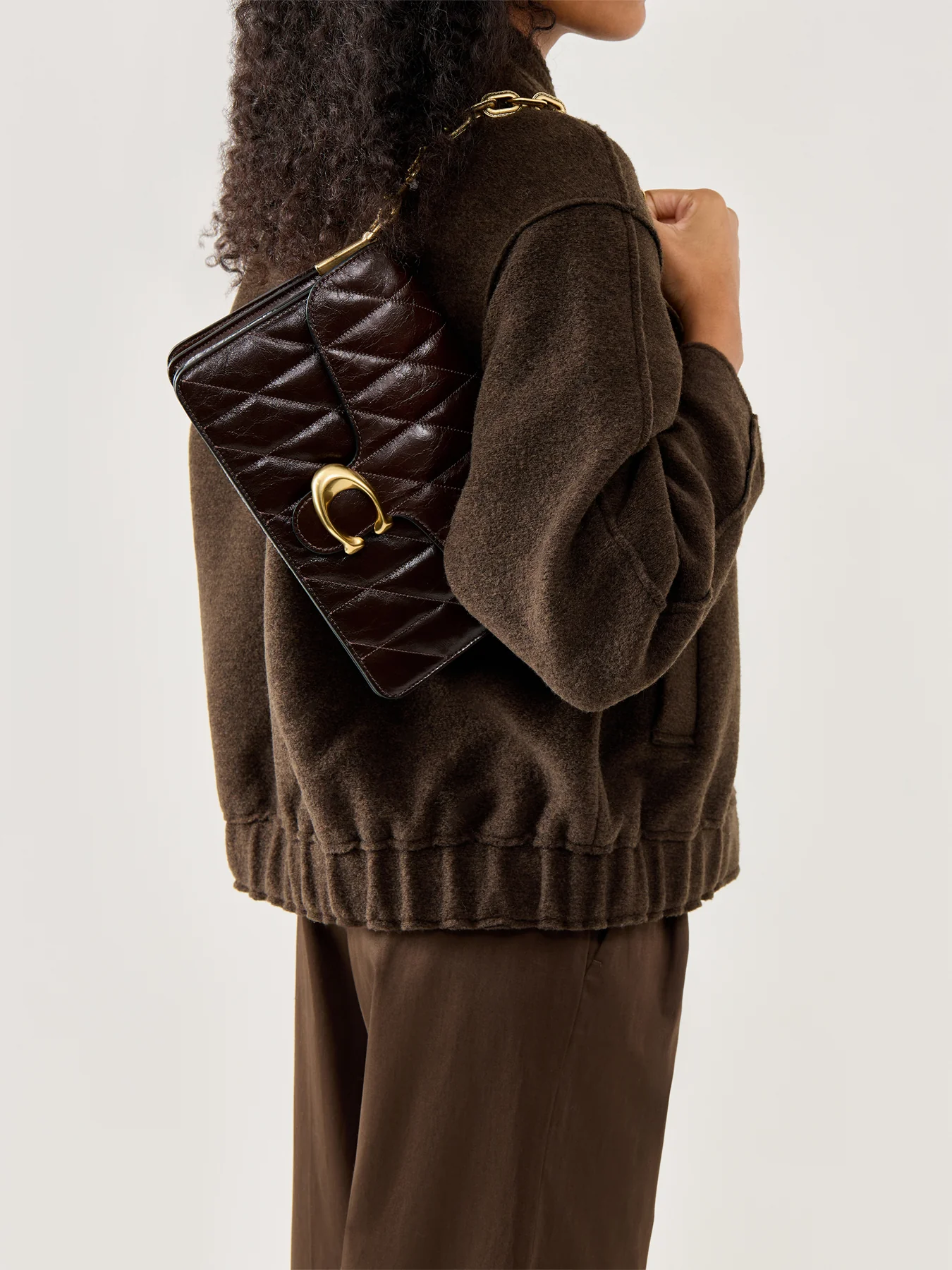 Quilted Glazed Leather Chain Tabby Shoulder Bag Maple - Image 2