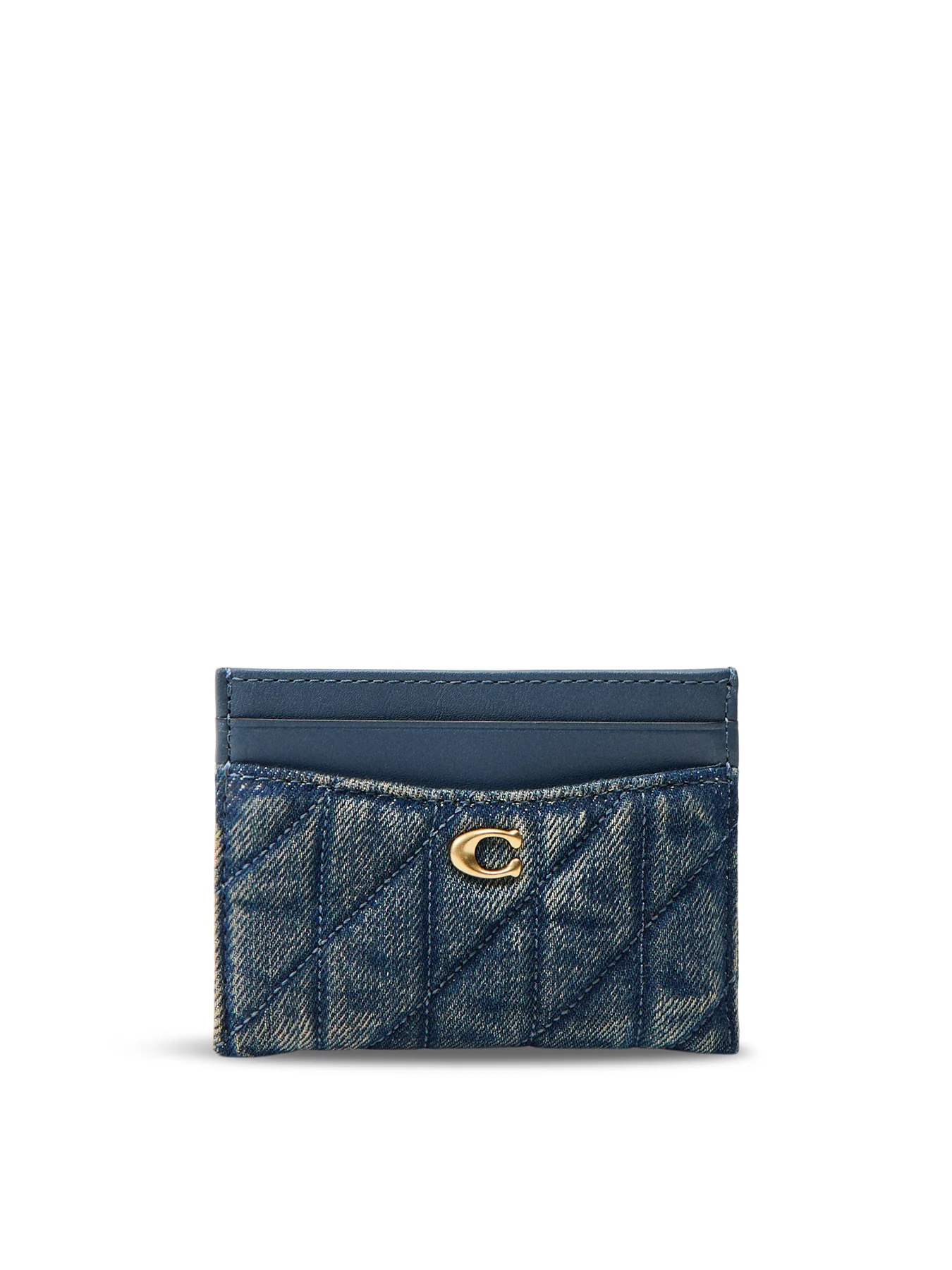 Quilted Denim Card Case Blue
