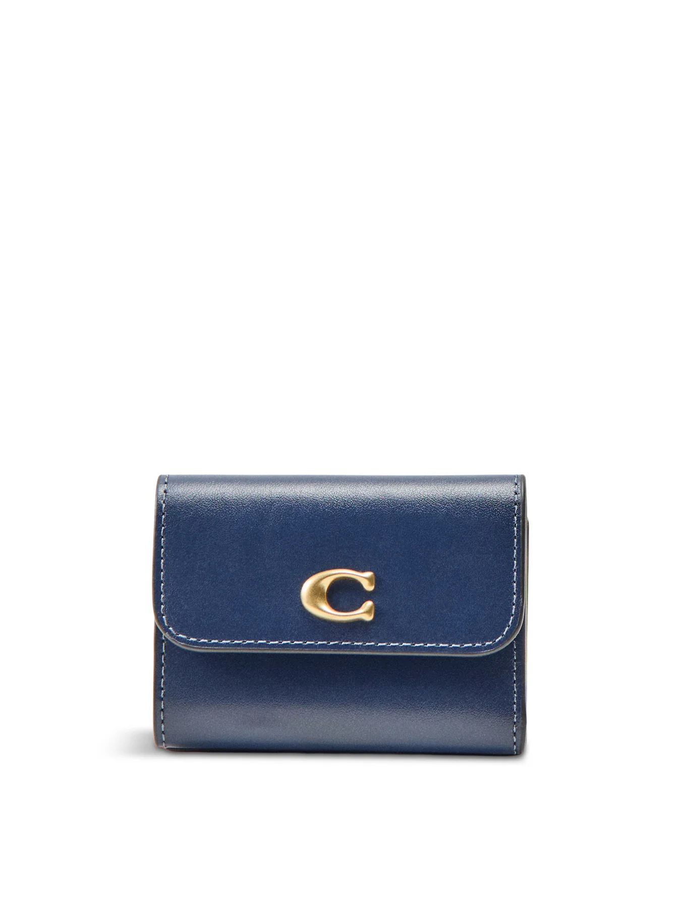 Refined Calf Leather Essential Card Holder Wallet Blue