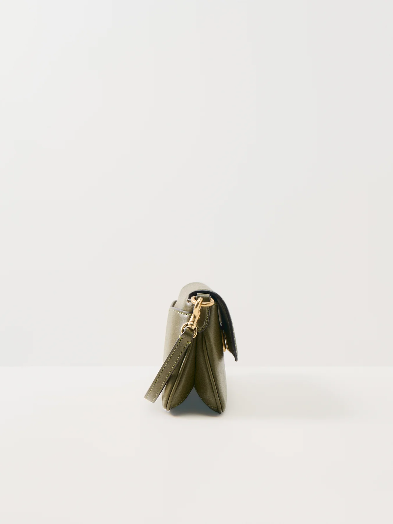 Refined Calf Leather Jet Shoulder Bag Olive - Image 4