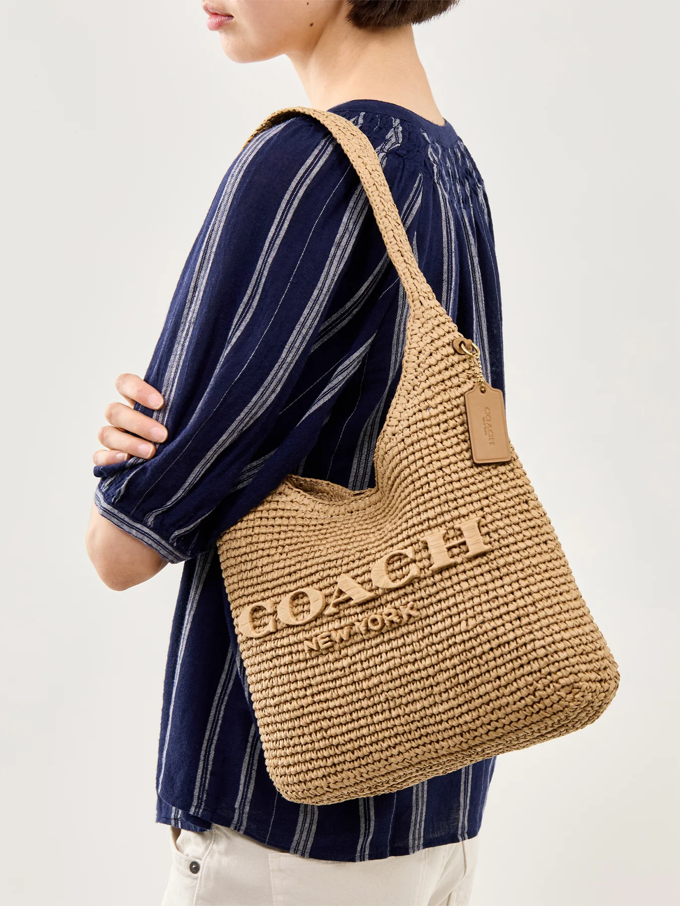 Brooklyn Straw Shoulder Bag 28 Tan - Image 2