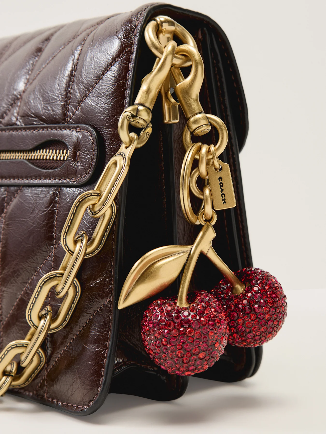 Small Crystal Cherry Bag Charm - Image 3