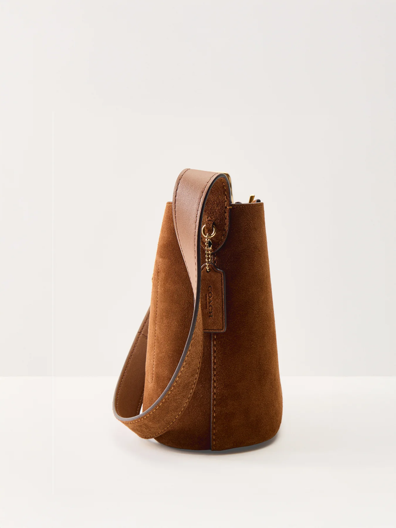 Suede Bleecker Bucket Bag 21 Brown - Image 3
