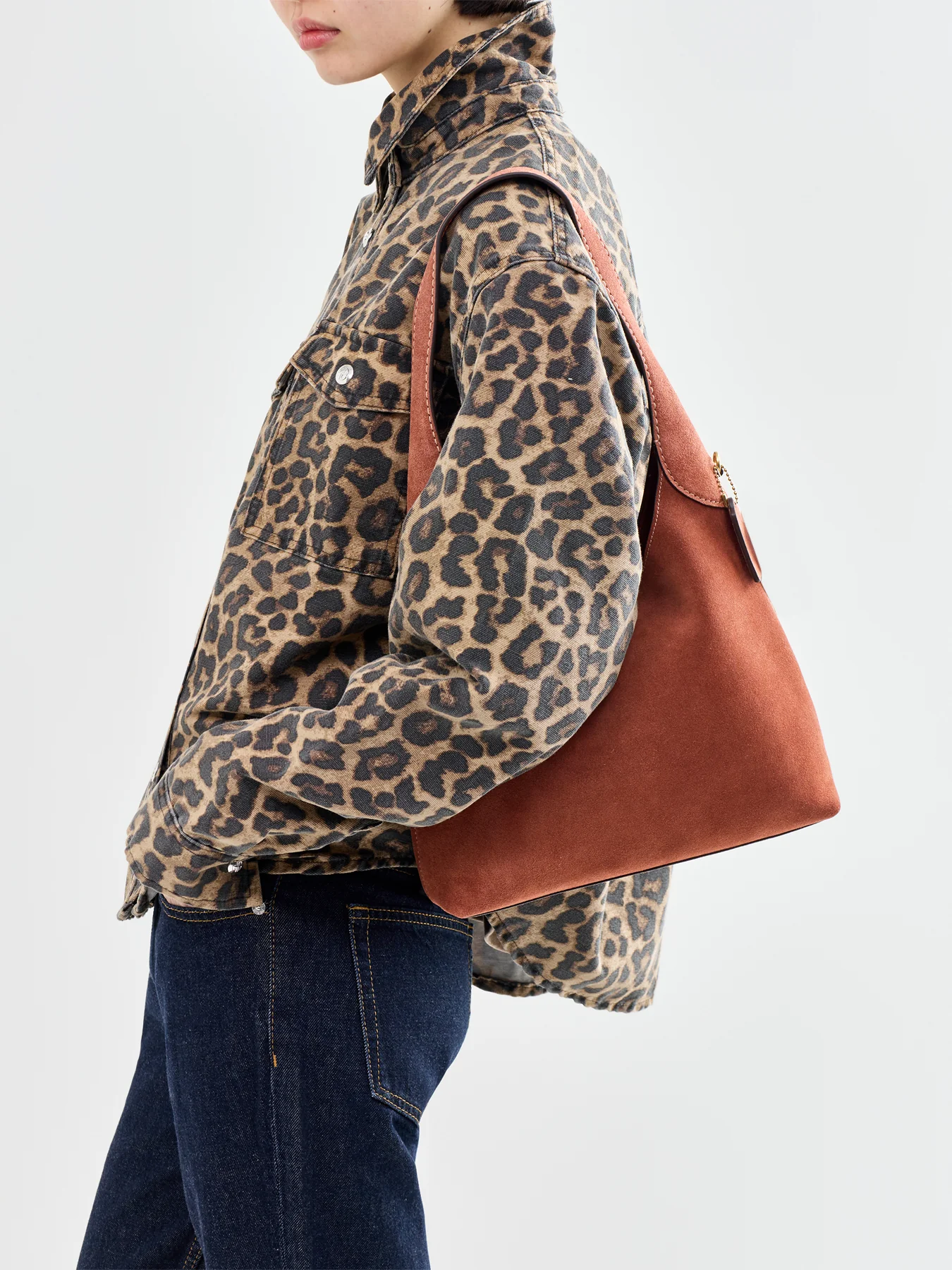 Suede Brooklyn Shoulder Bag 28 Tan - Image 2