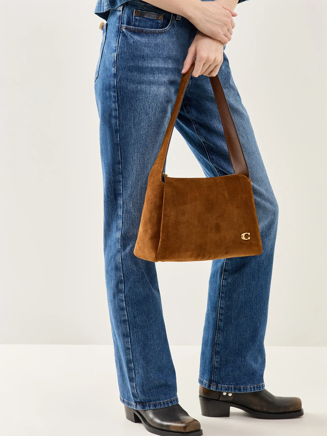 Suede Lola Shoulder Bag Tan - Image 2