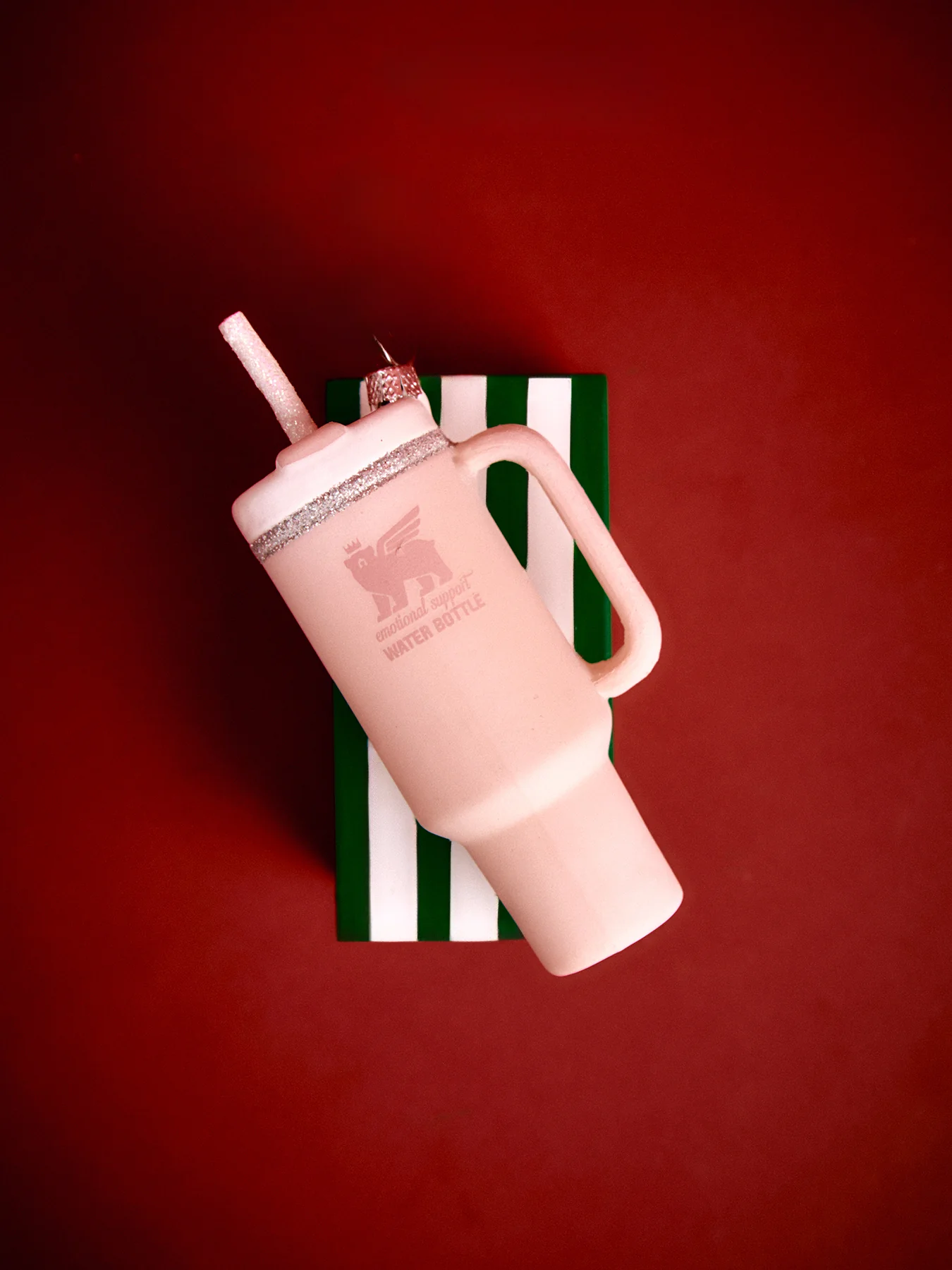 Pink Tumbler with Straw Christmas Tree Hanging Decoration - Image 2