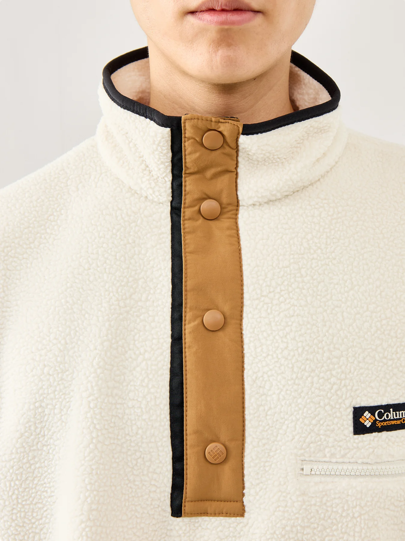 Helvetia Half Snap Sweatshirt Chalk - Image 3