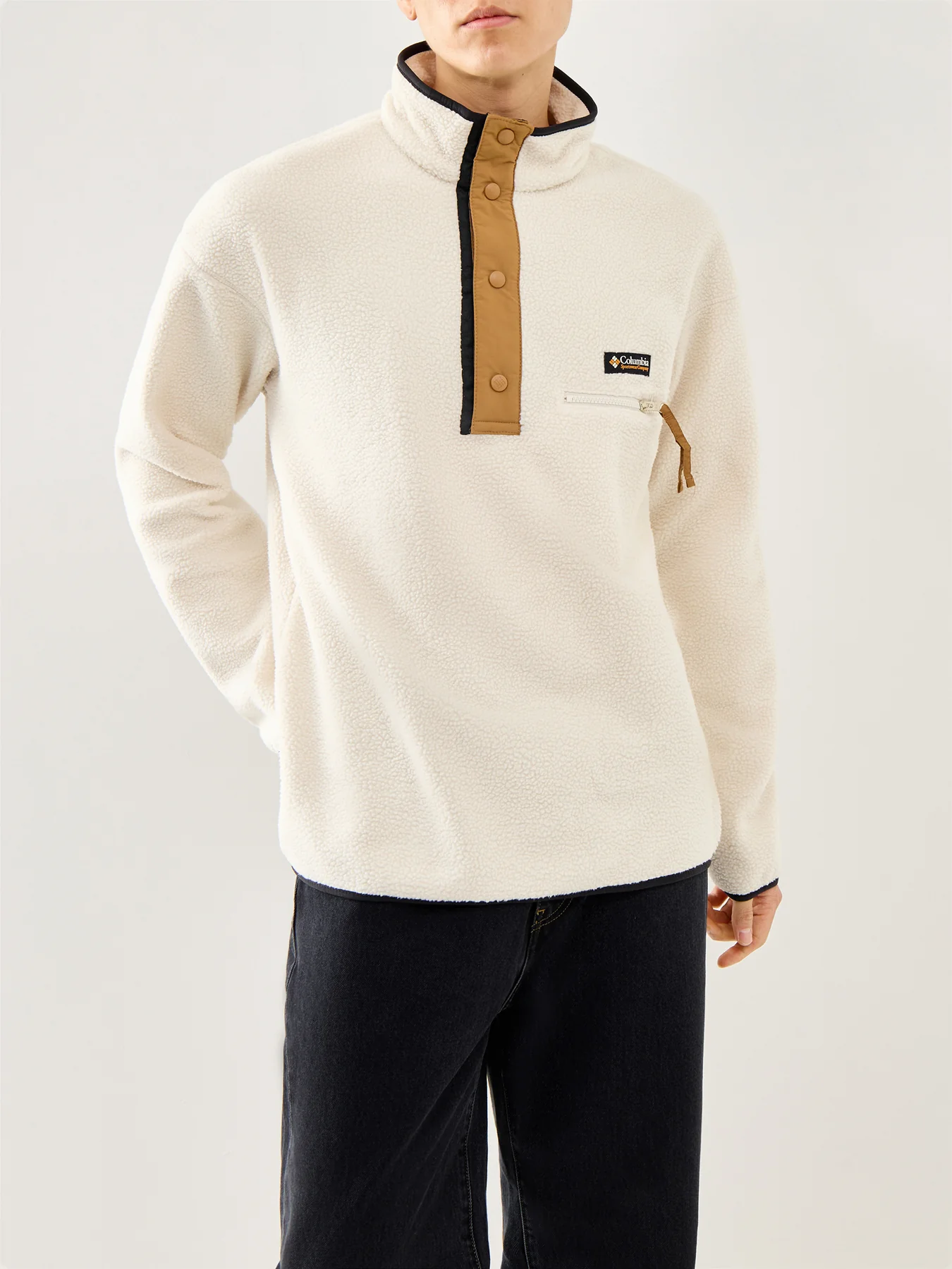 Helvetia Half Snap Sweatshirt Chalk - Image 4