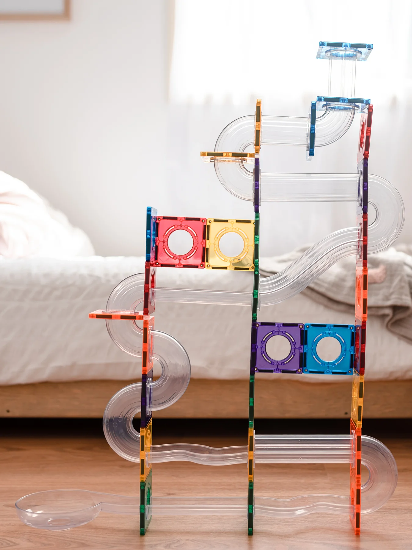 Rainbow Ball Run Magnetic Tile Pack 92-Piece - Image 2