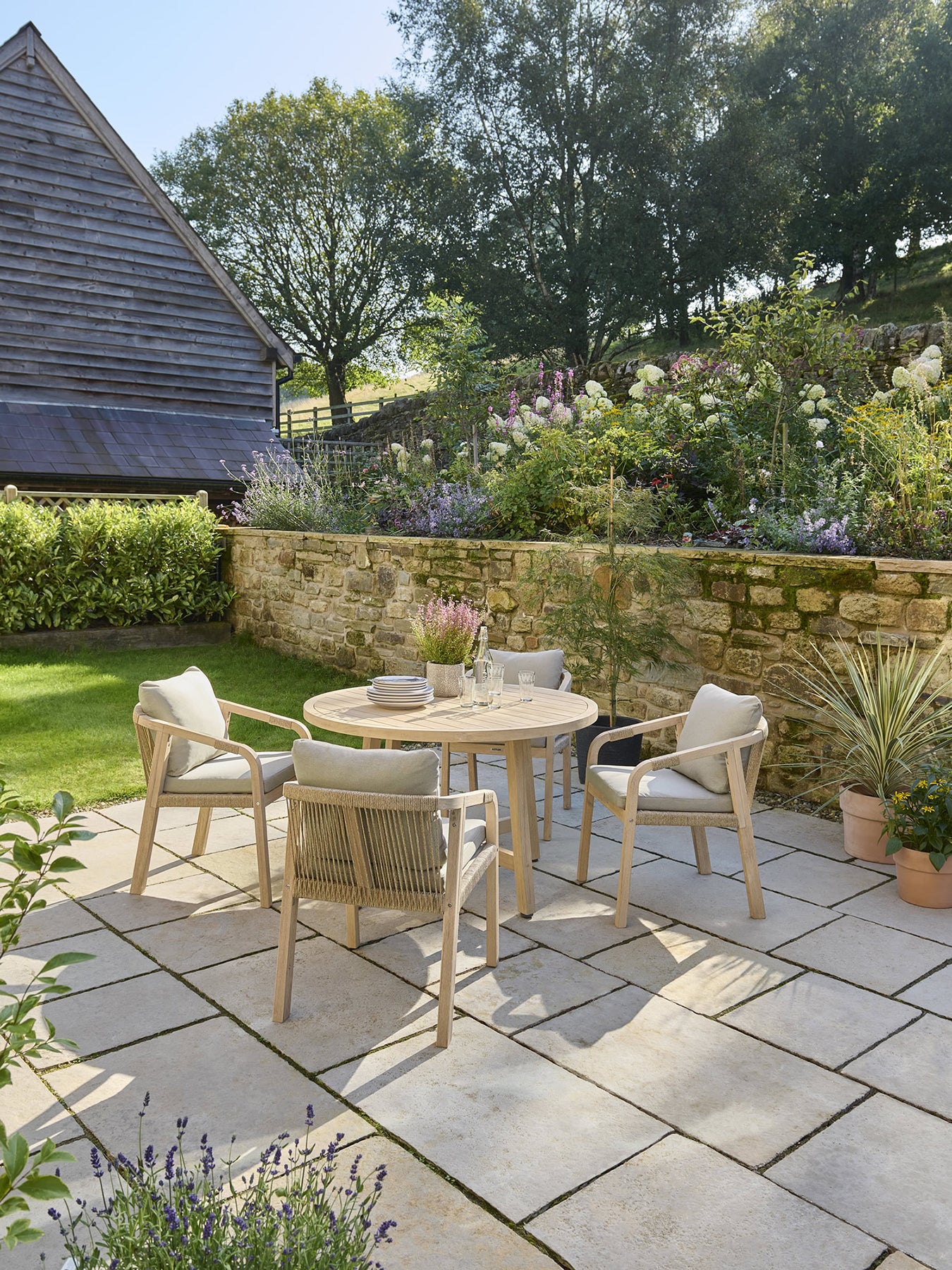 Cora Rope 4-Seater Garden Dining Set Cream - Image 2
