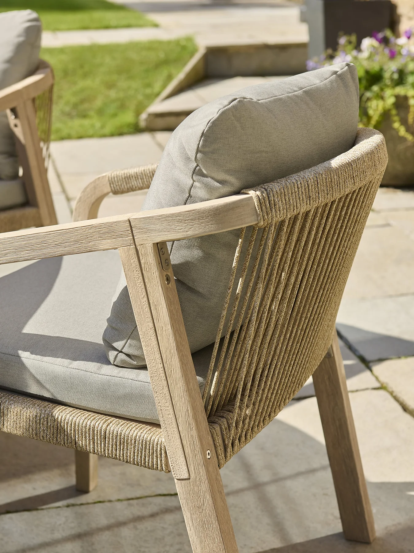 Cora Rope 4-Seater Garden Dining Set Cream - Image 4