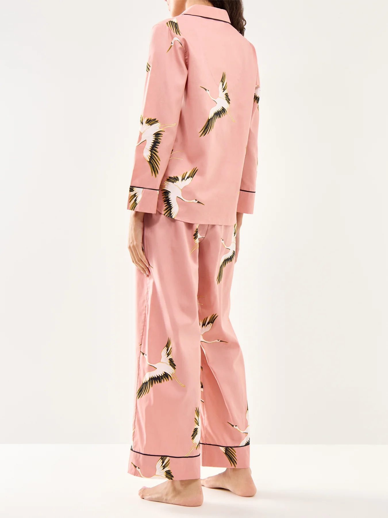 Crane Bird Cotton Pyjama Bottoms Pink - Image 3