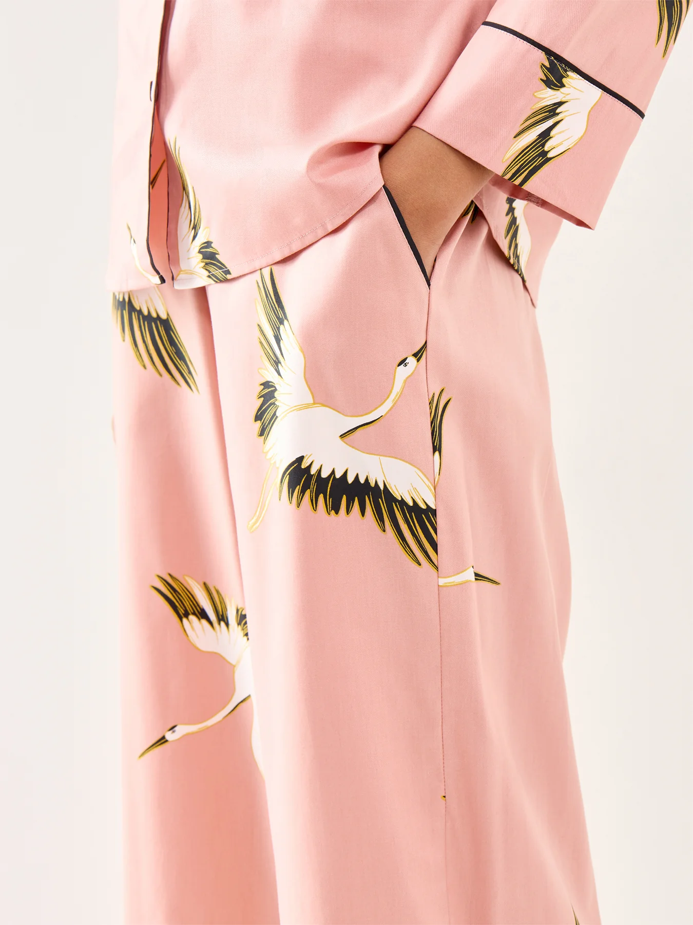 Crane Bird Cotton Pyjama Bottoms Pink - Image 4
