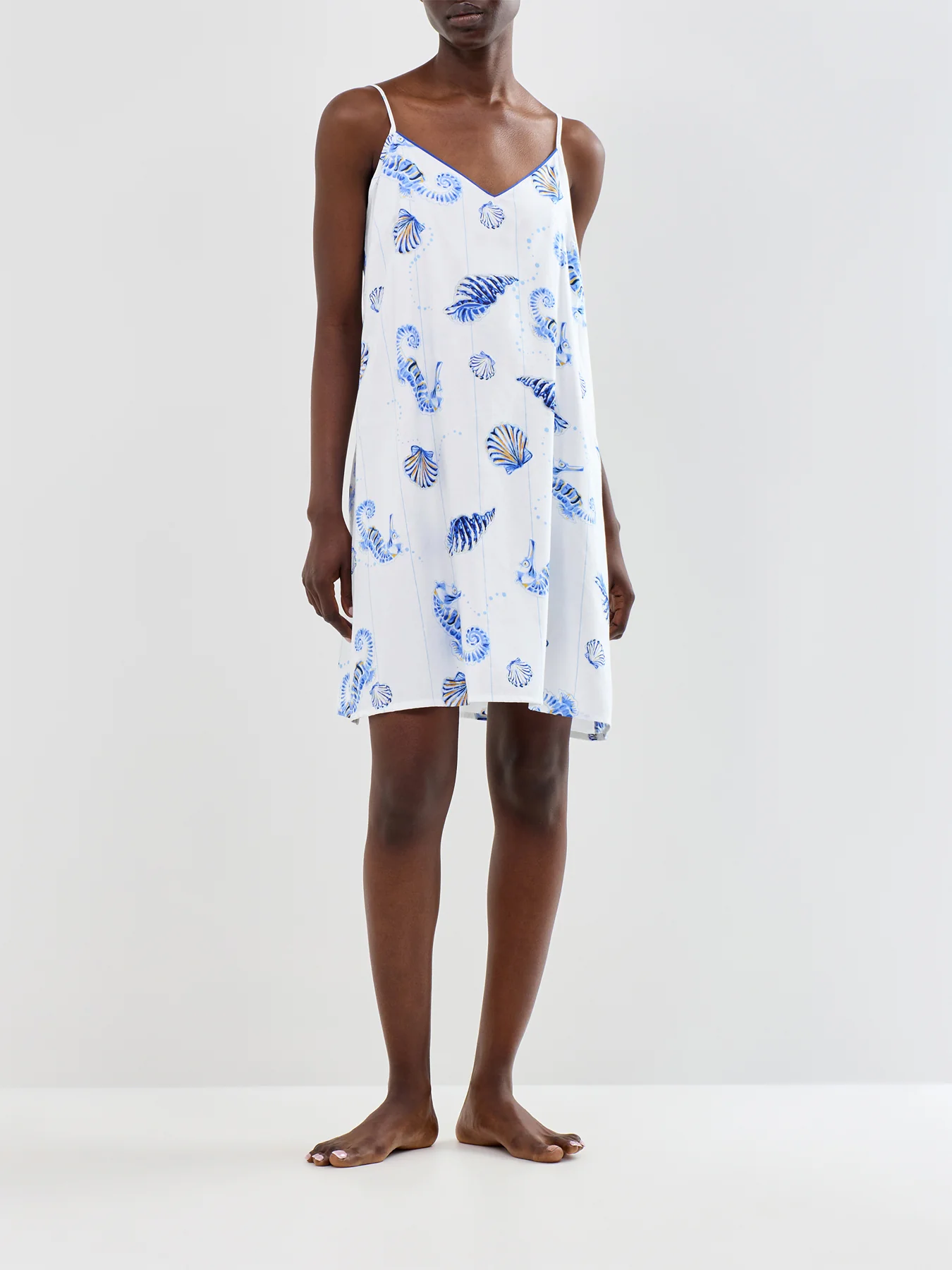 Sea Horse Stripe Short Nightdress Blue - Image 2