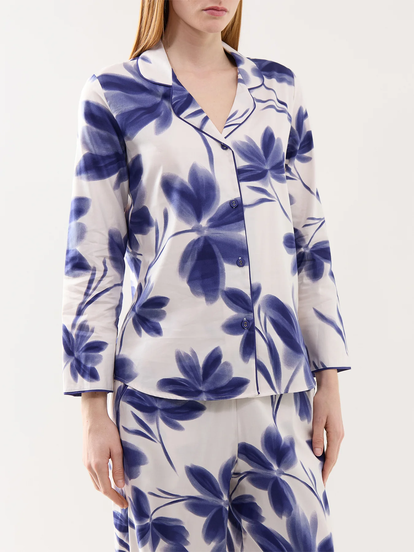 Navy Floral Print Pyjama Top - Image 2