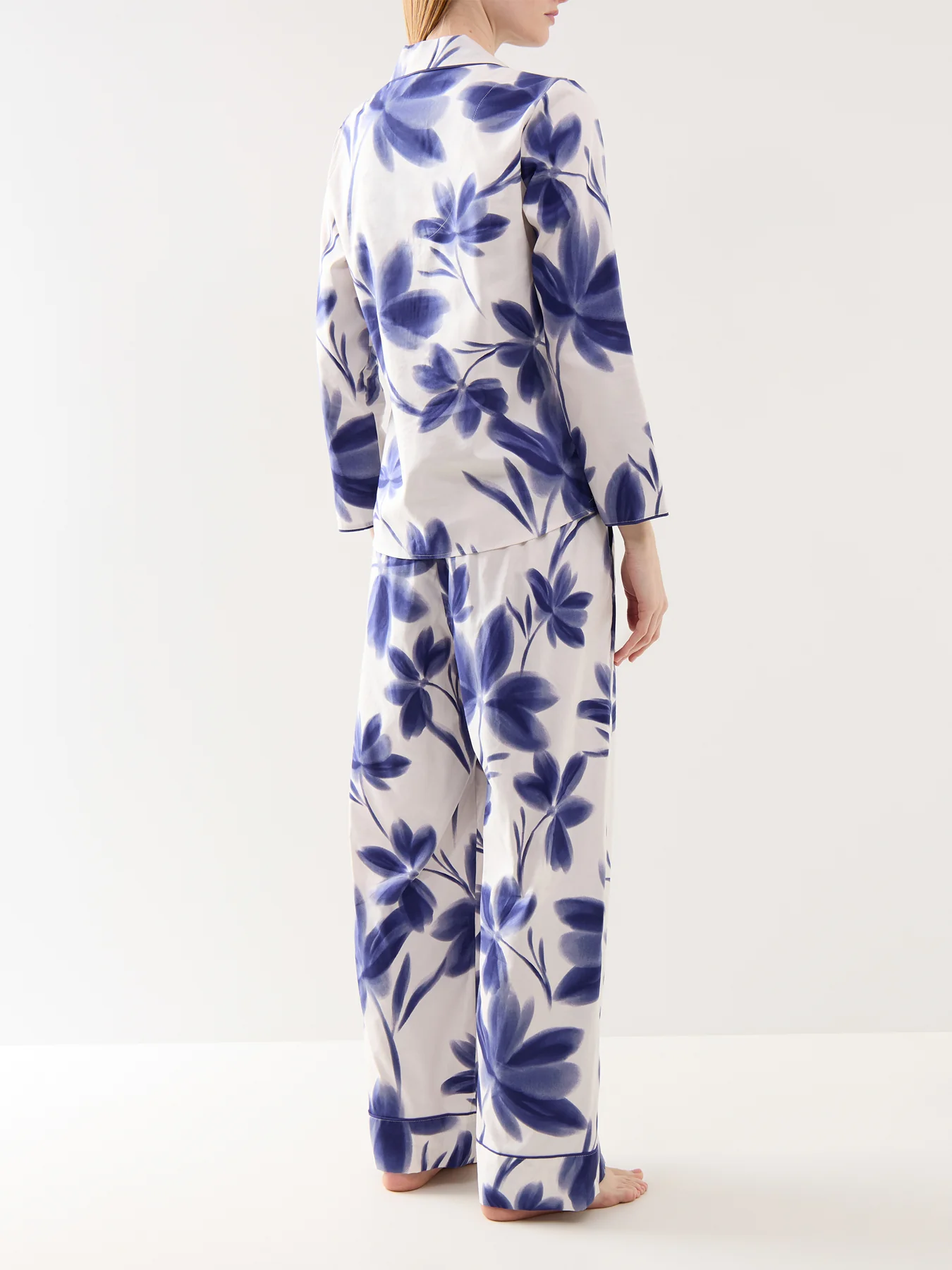 Navy Floral Print Wide Leg Pyjama Bottoms - Image 3