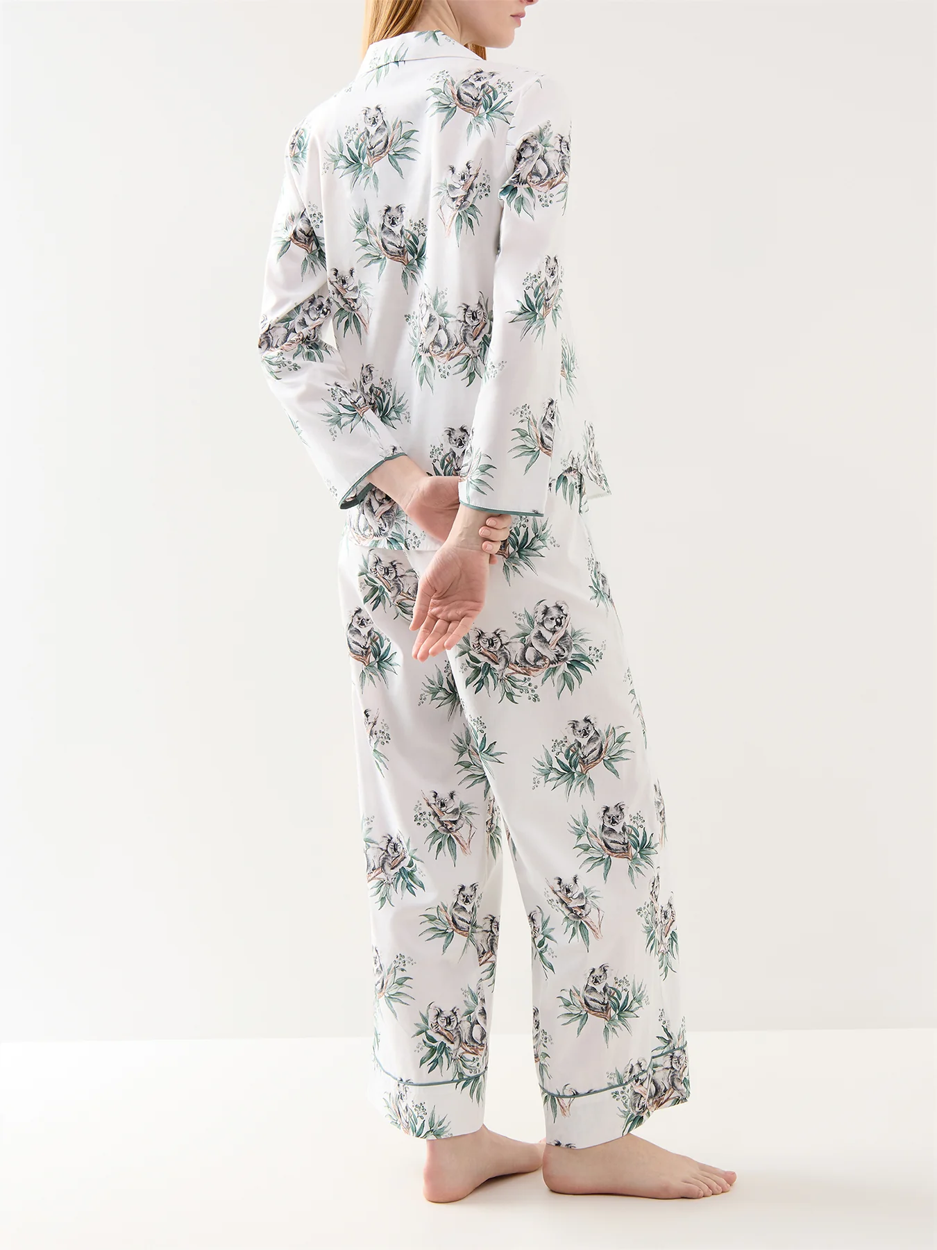 Koala Print Wide Leg Pyjama Bottoms Green - Image 3