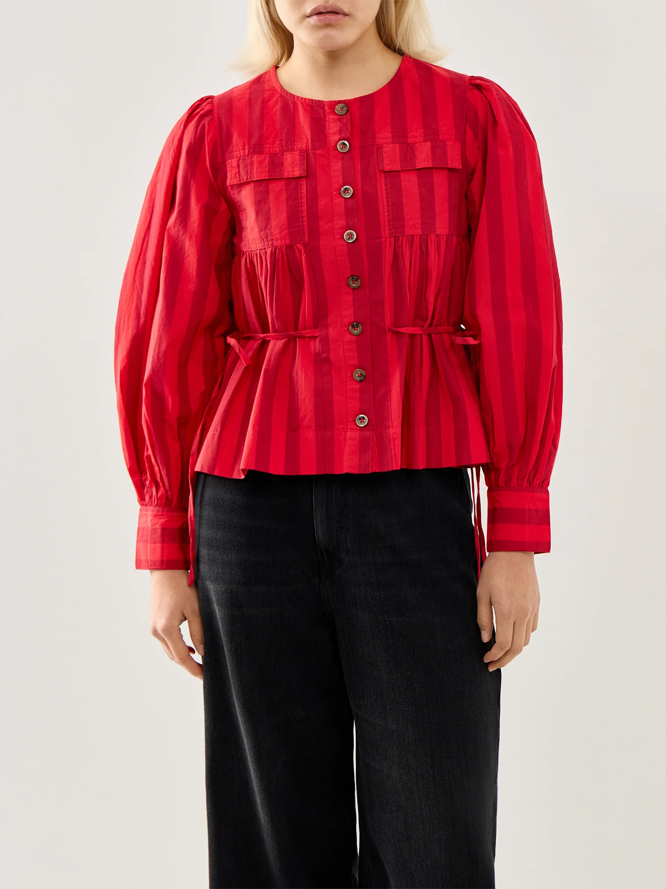 Charlize Blouse Red Burg Stripe - Image 5